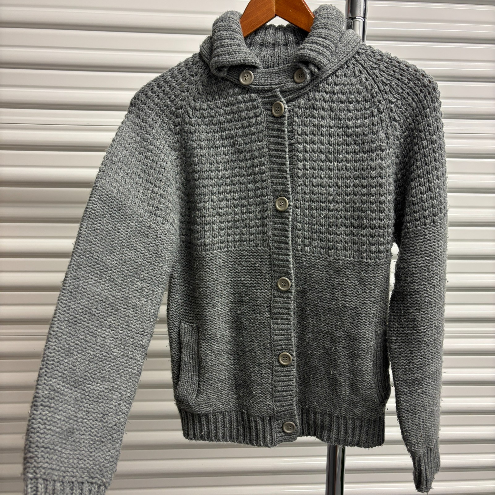 Vintage 80s Womens Sweater By Exclusive Imports Korea Gray Collar Knit Small