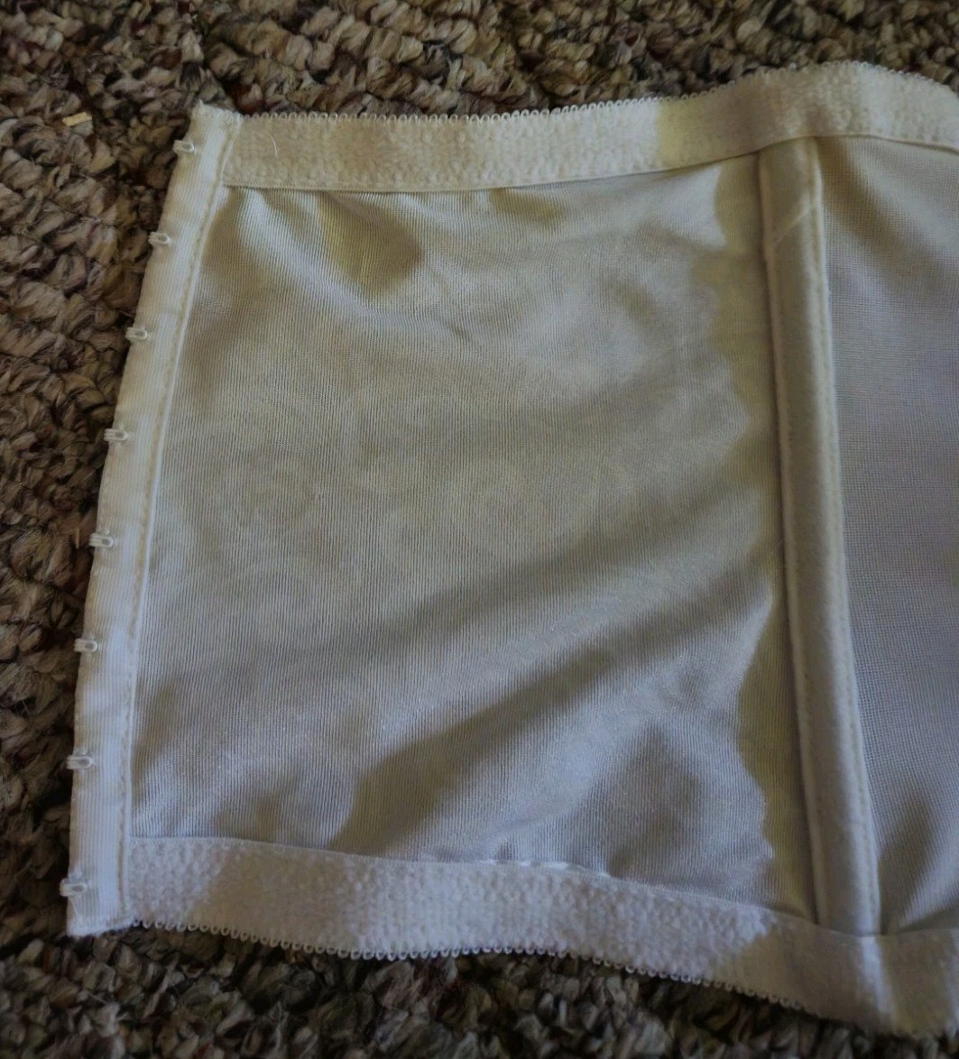 Vintage 90s Cupid 5067 Extra Firm Control Waist Cincher Girdle Damask White Larg