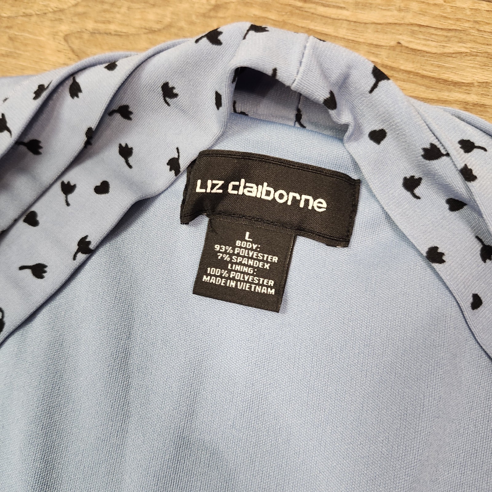 VTG LIZ CLAIBORNE PETITE Blue POLKA DOT Summer DRESS Size LARGE