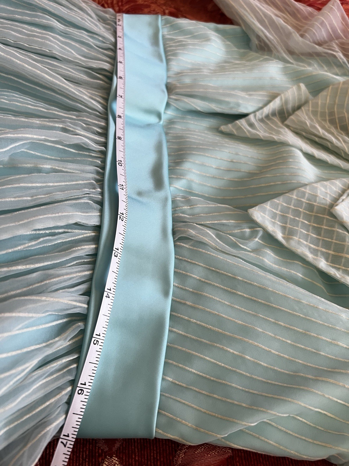 1960s-1970s Chiffon Maxi Dress Collared Long Sleeve Bow Front Handmade