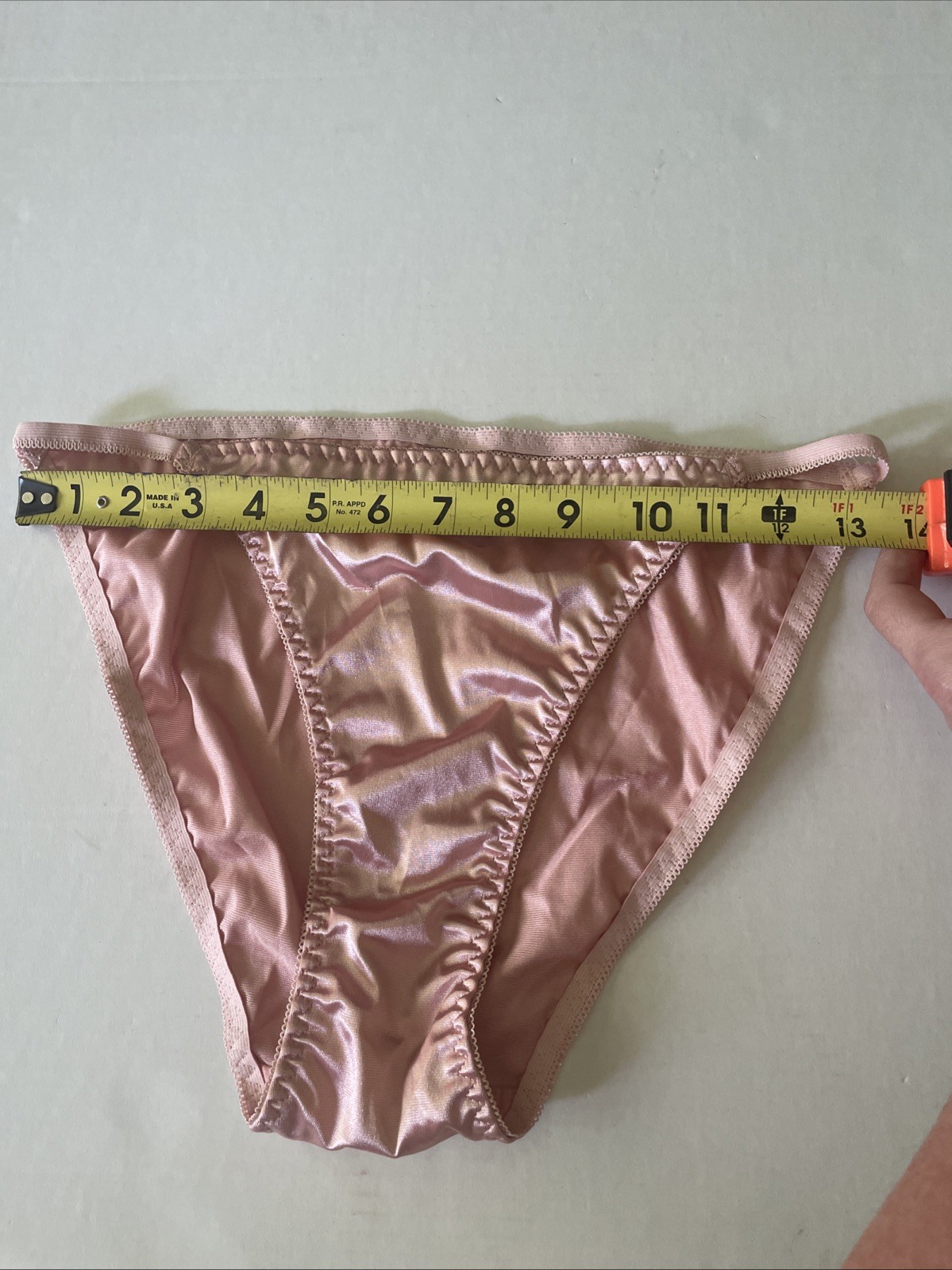 Vintage Satin Second Skin Hi-Cut Bikini Panties XL Glossy Smooth Blush Pink Nude