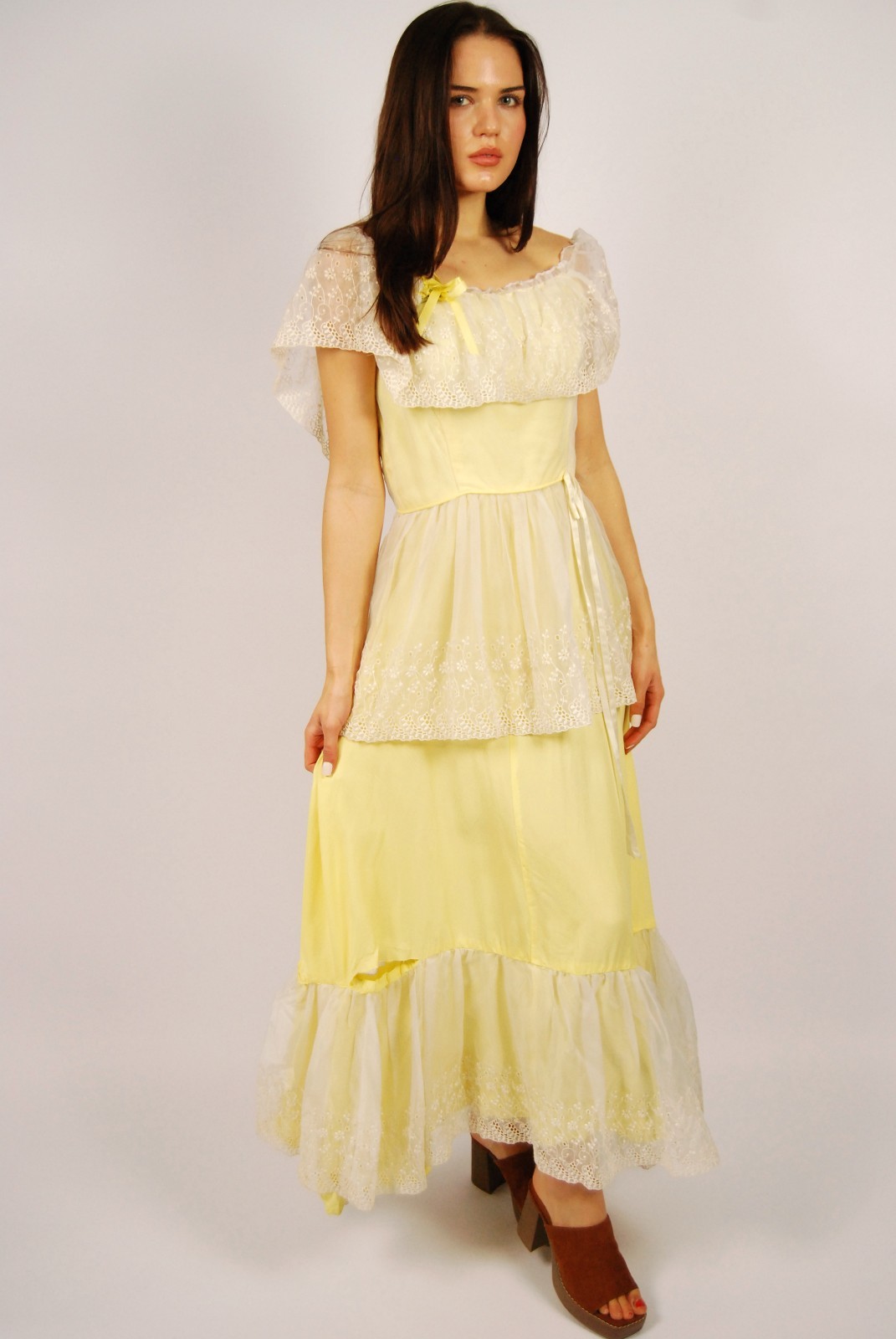70s Prairie Formal Gown (6) butter yellow vintage maxi coquette princess milkmai