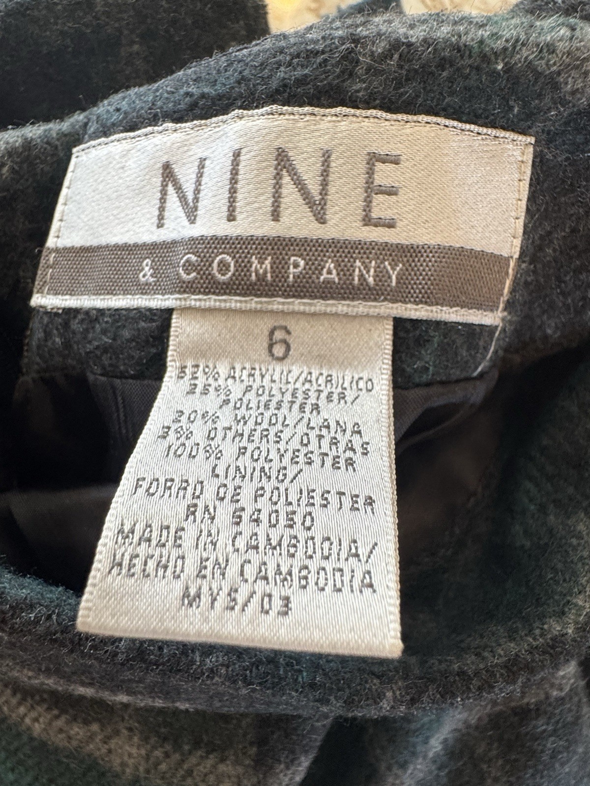 Nine Co 90s Maxi Skirt Green Plaid Tartan Preppy Academia Y2K Wool Blend Long 6