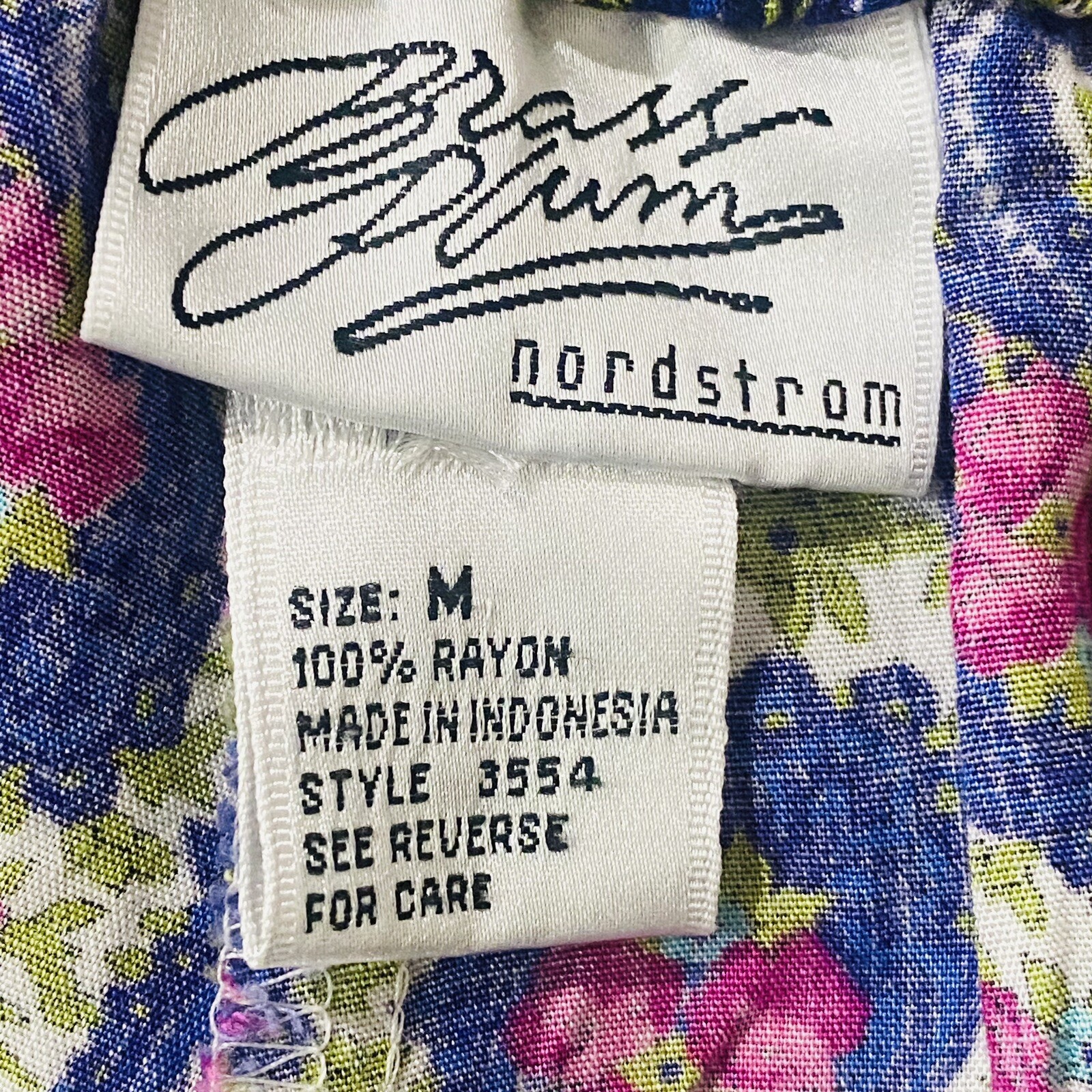 Vtg Brass Plum Nordstrom’s Rayon Pants Paisley Purple Size M Pockets