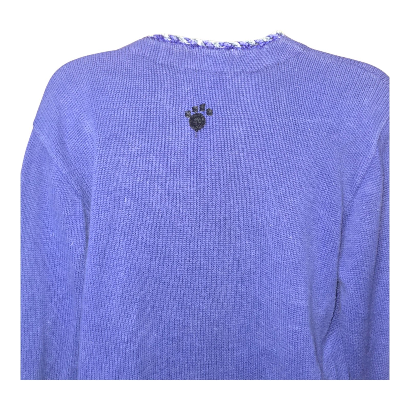 VTG Jack B Quick Dog Cardigan Royal Blue Bones Paws Bowls SZ MD Buttons Ruff Pup