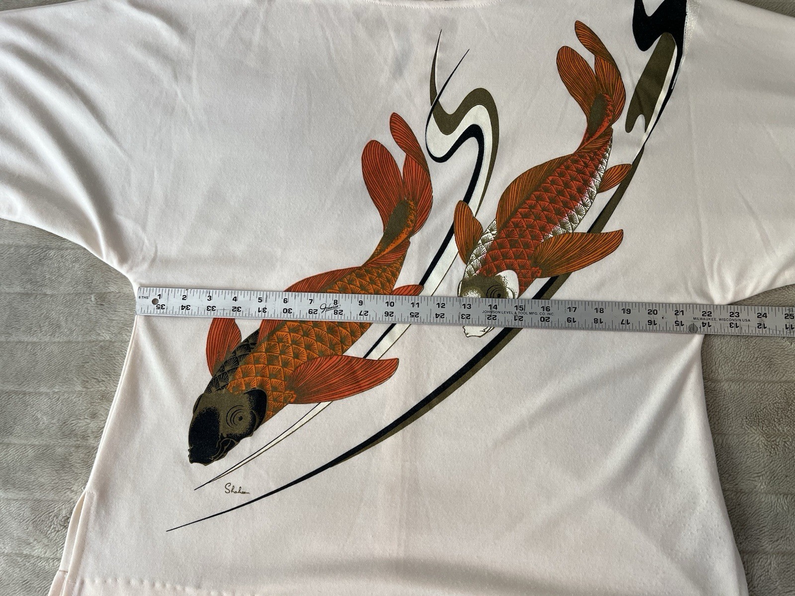 Vintage 60’s Alfred Shaheen Miss Hawaii Koi Top With Dolman Sleeves Rare