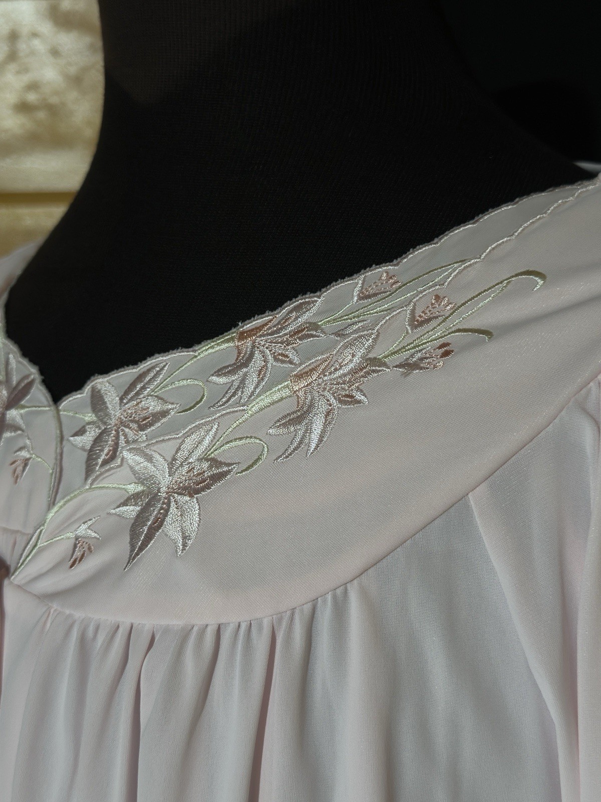 Vintage Miss Elaine Peignoir Set XL Nylon Robe Nightgown Coquette Soft Pink