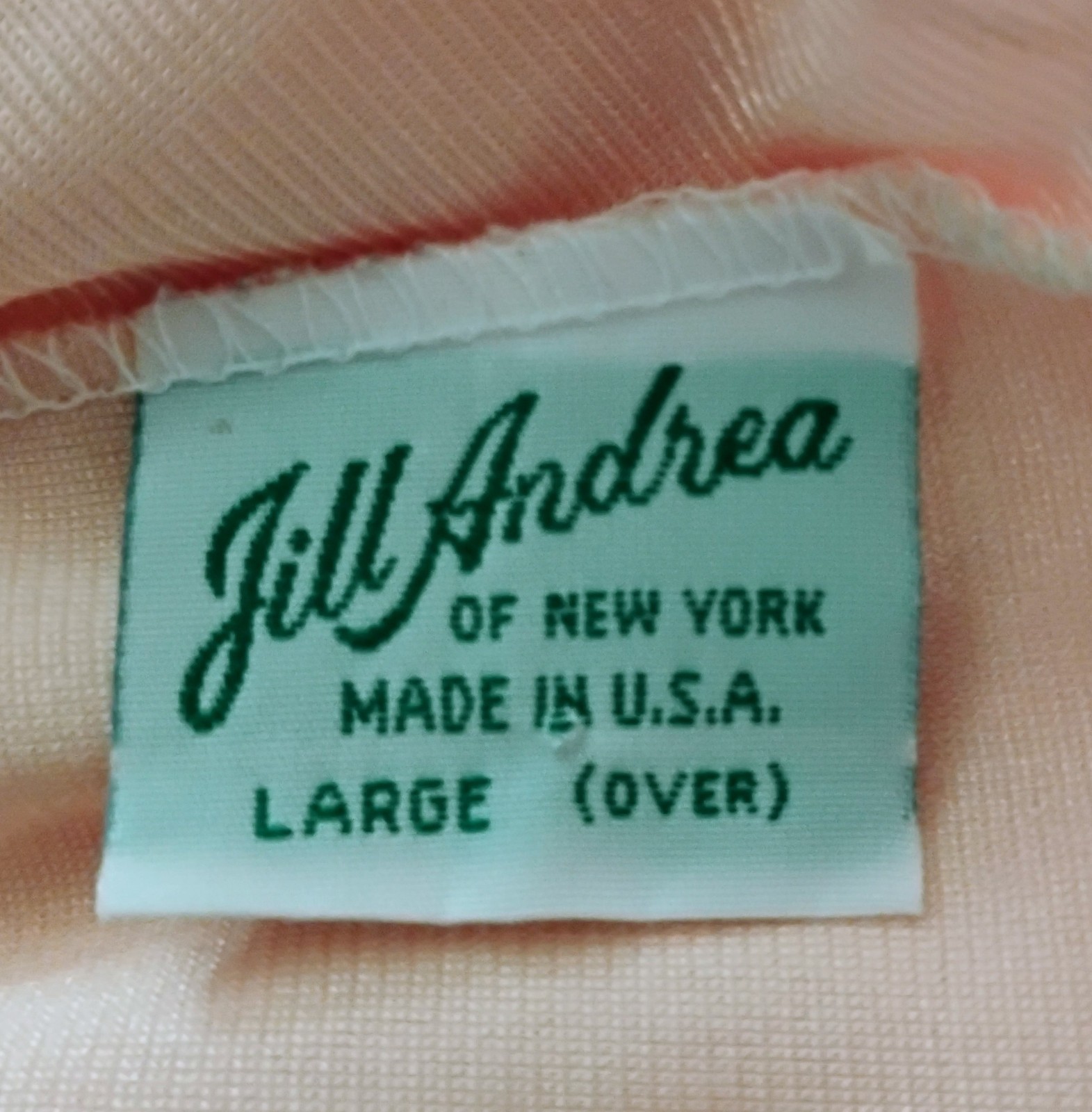 VTG 70’s „Jill Andrea of NY” Peach 100% Nylon Romantic Coquette Negligee L