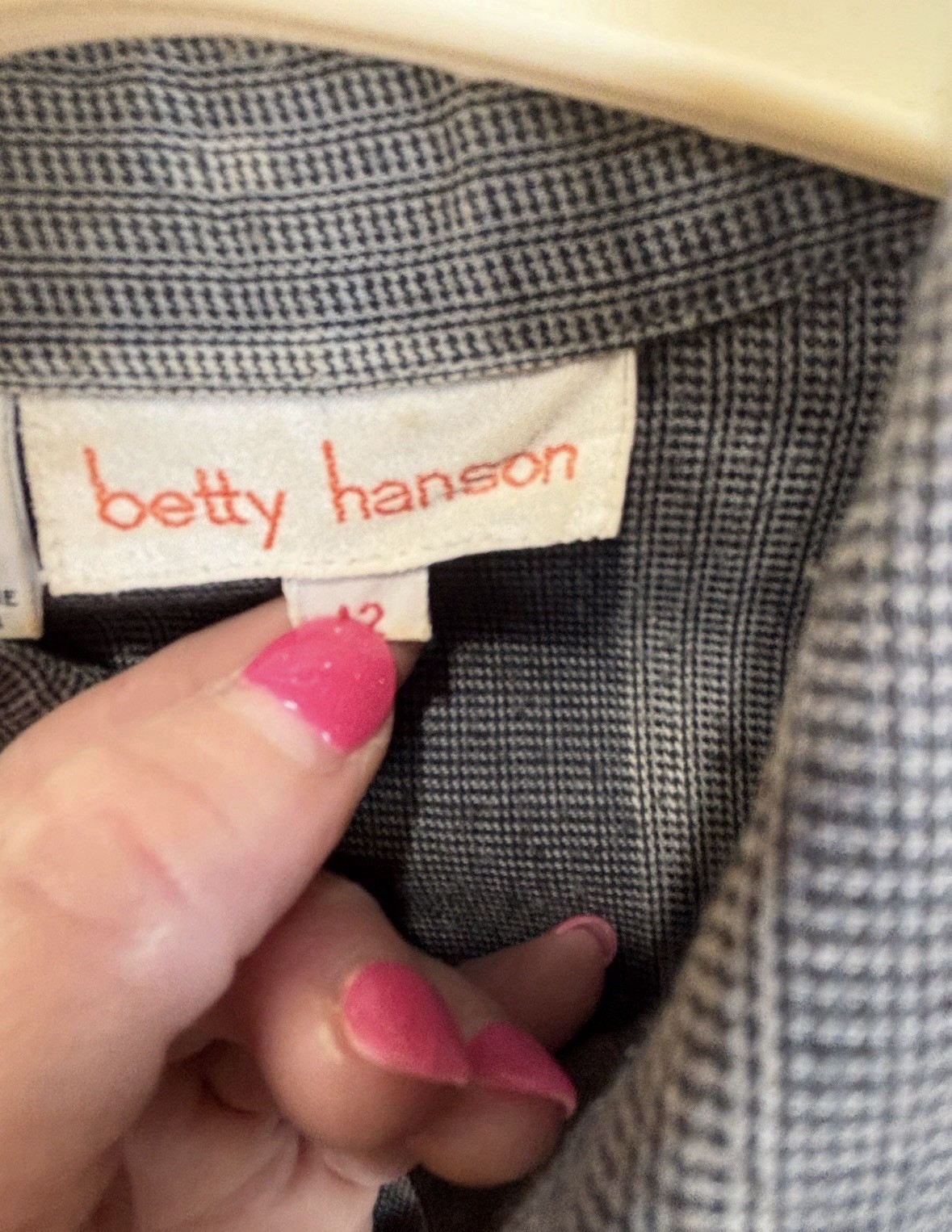 Vintage Betty Hanson Gray Stripe Button Down Long Sleeve Blouse Size 12