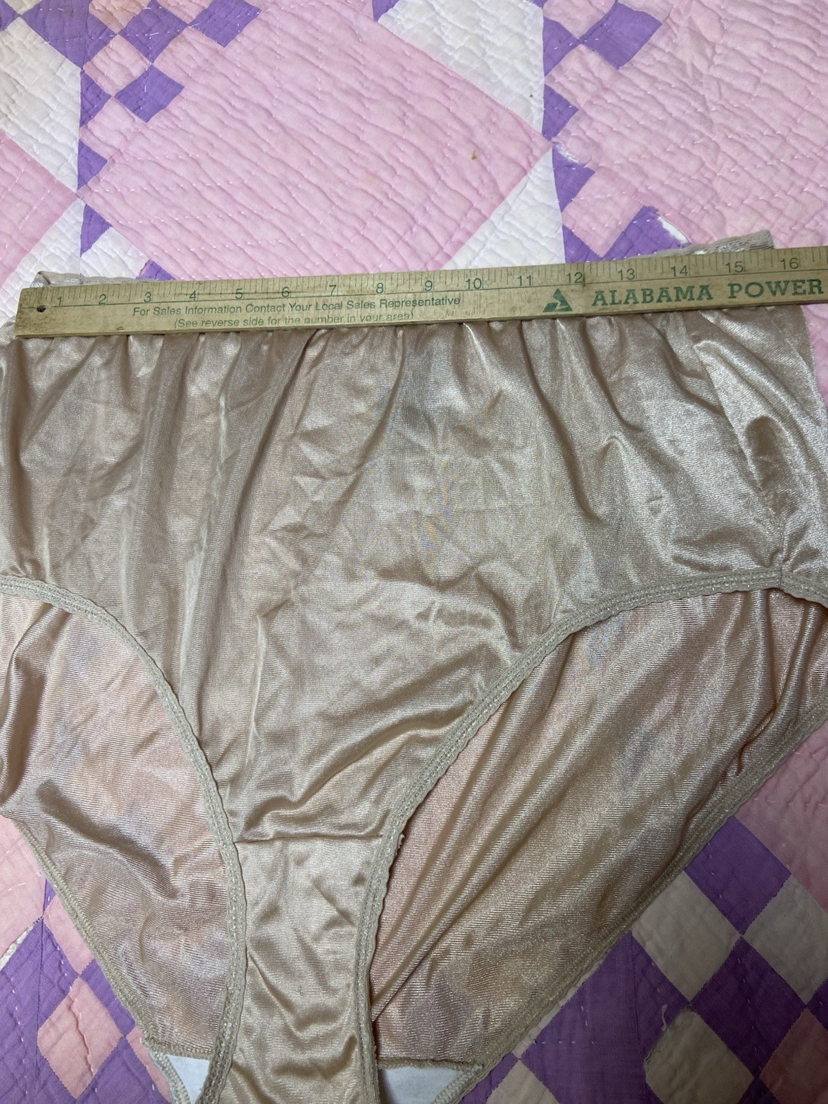 Vtg JMS Nylon Granny Sissy Panty Size 12 Cotton Gusset Champagne Beige