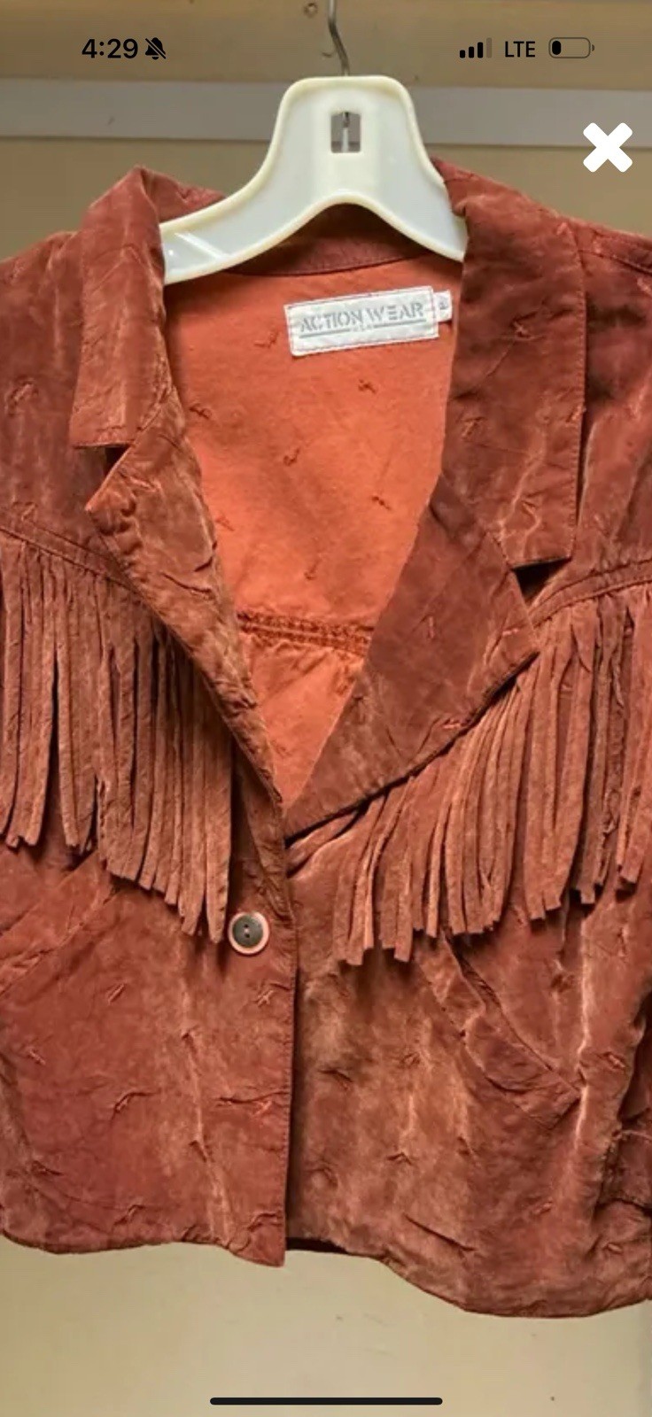 Vintage Action Wear Brown Western Fringe Jacket & Pants 2 Pc Set Size 2 Y2K