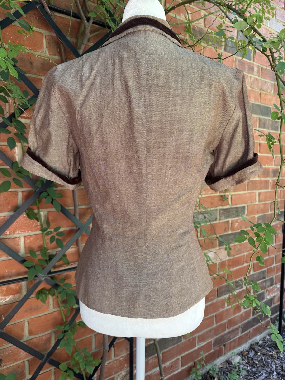 Vintage 1940s 1950s Brown Jacket Top With Snipped Waist Size XS-S