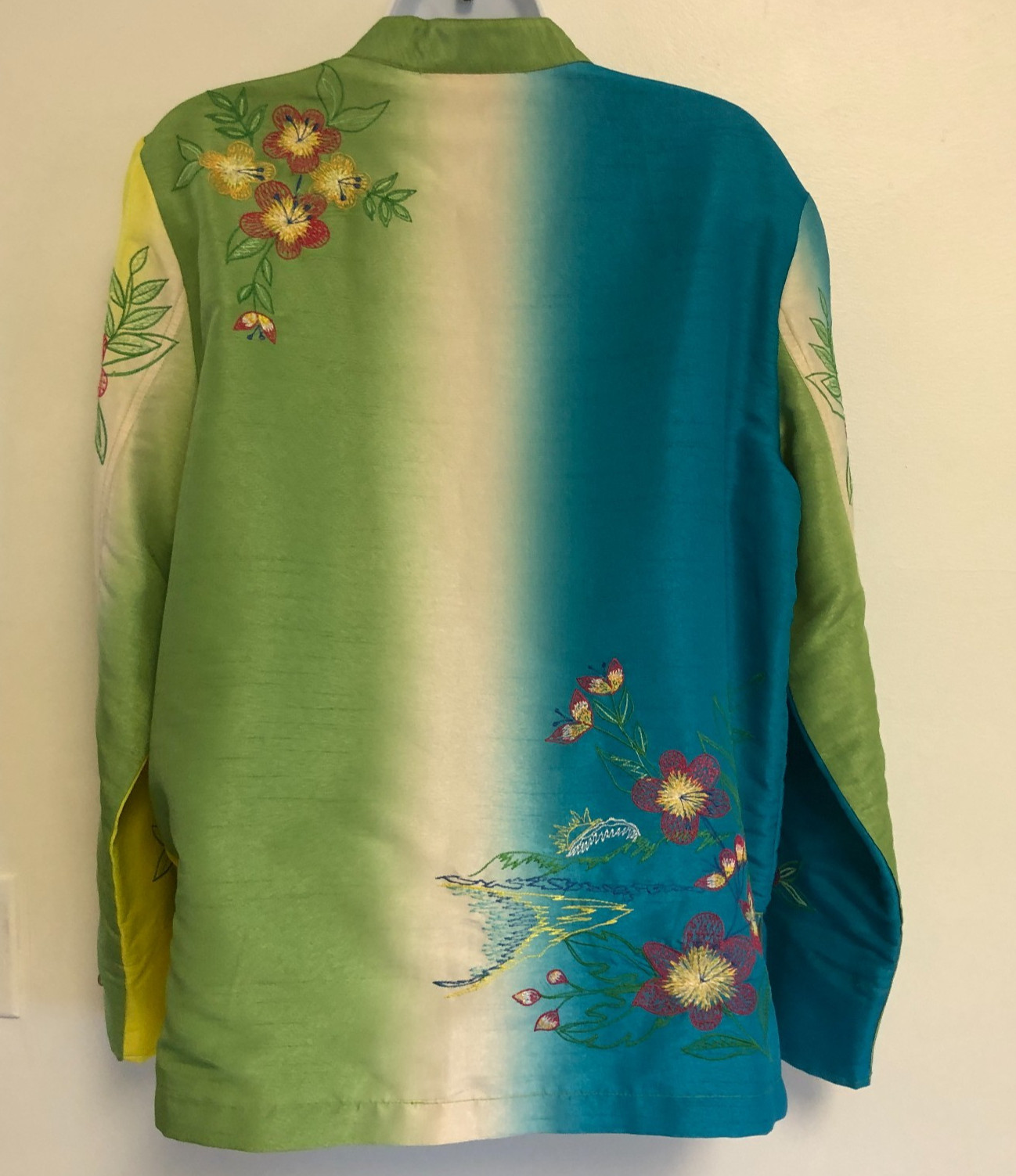 Marsh Landing Lightweight Embroidered Jacket Sz M Mandarin Collar Asian Inspired