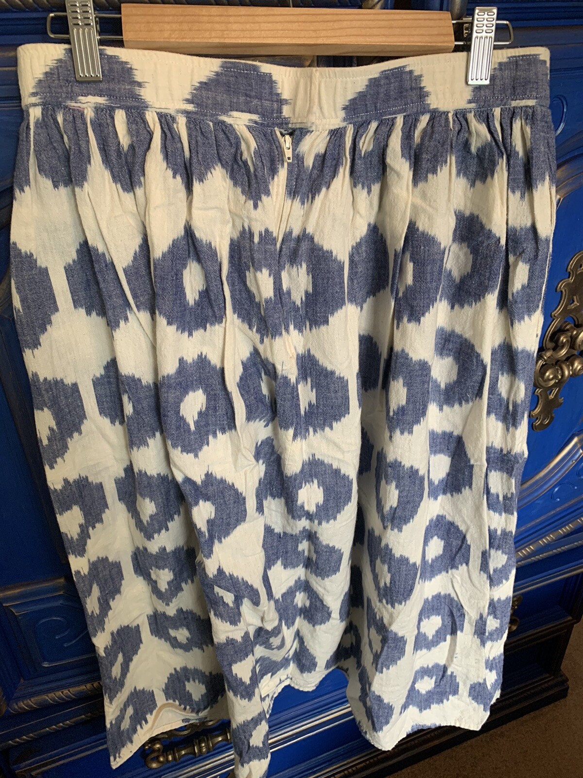 Vintage Century Skirt Blue And Cream Aline Circle Pattern Size 16