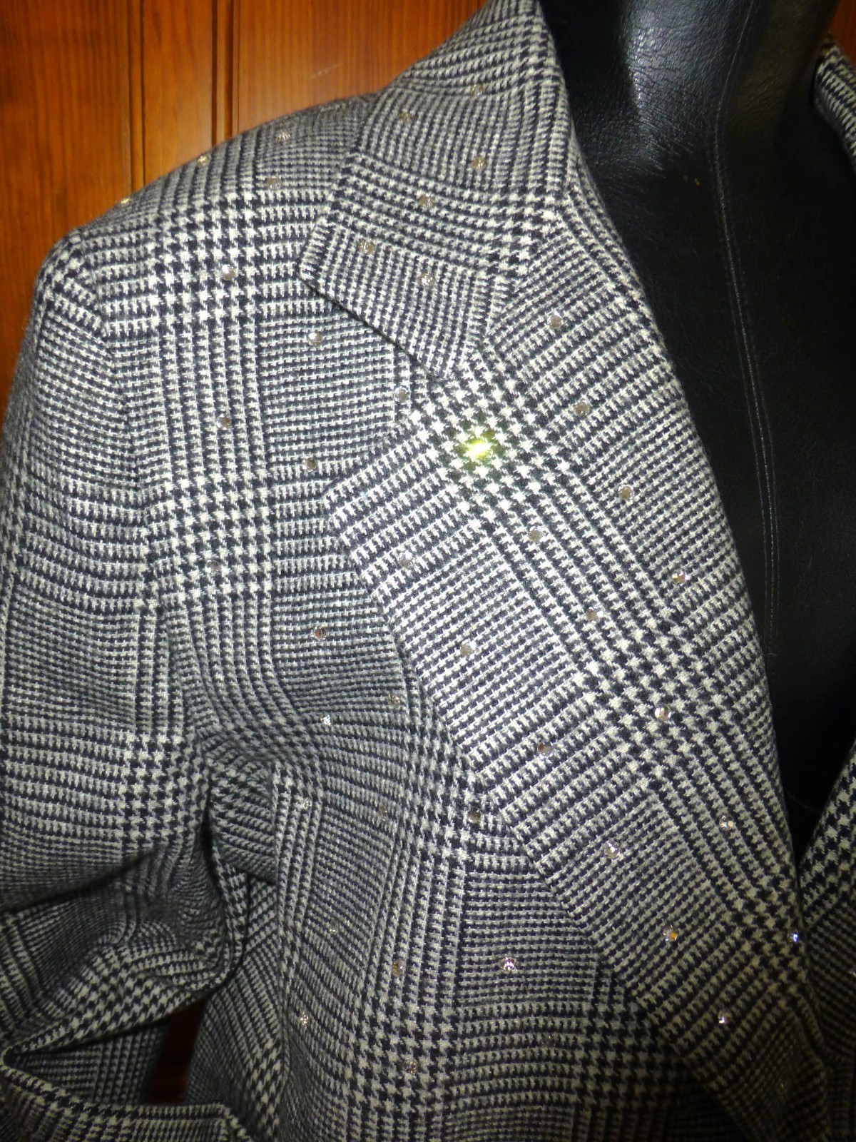 Vtg 80s CRYSTALS Rhinestones Embellished dress Evening Party Blazer Jacket L XL