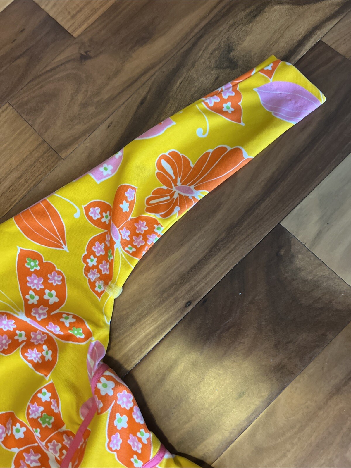 Vtg Adde’ Floral Yellow Pink Butterfly Pantsuit 70s Pantsuit rare