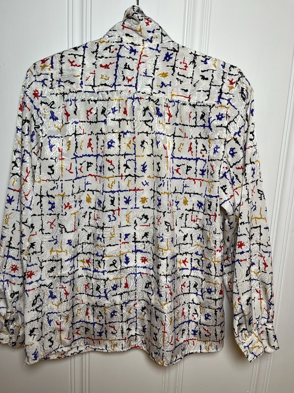 Vintage Alfred Dunner 70s 80s Shirt Size 12 Tie Primary Colors Retro Design