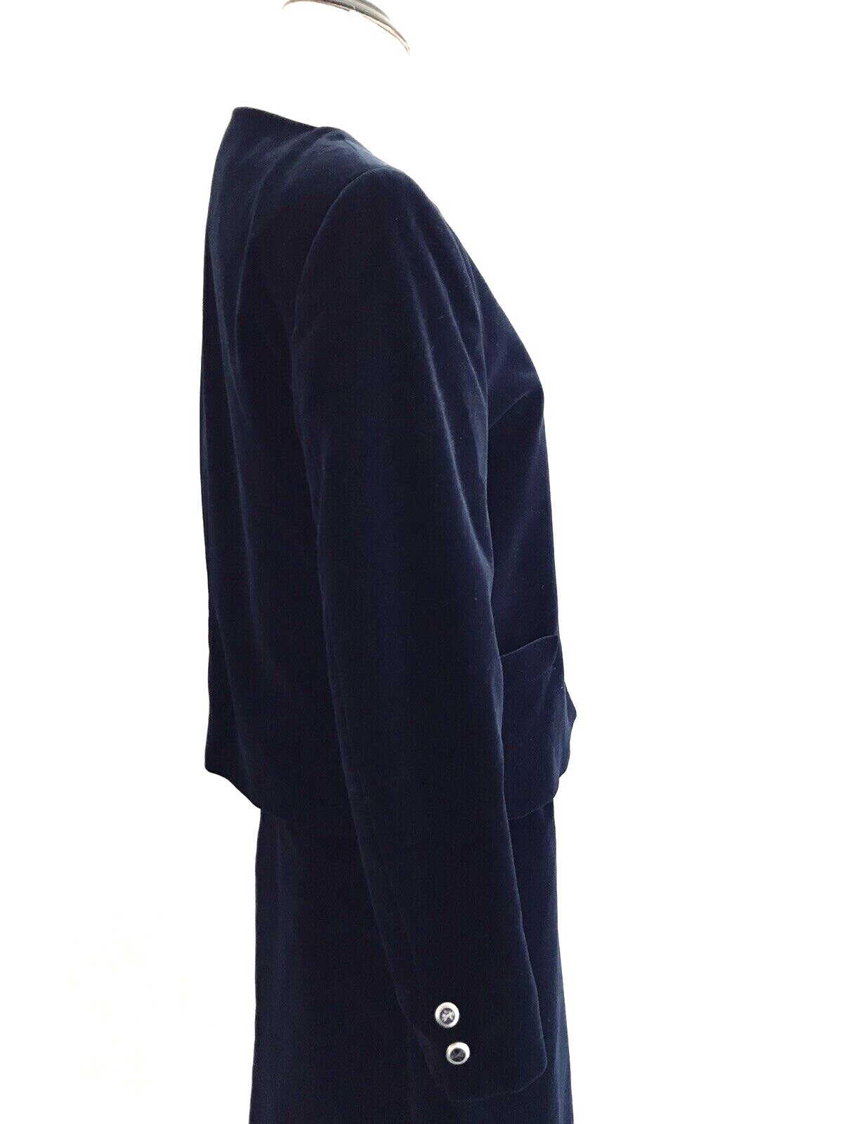 The Scotch House Crewneck Velour Skirt Sets Womens Size 4 Blue Button Up Blazer