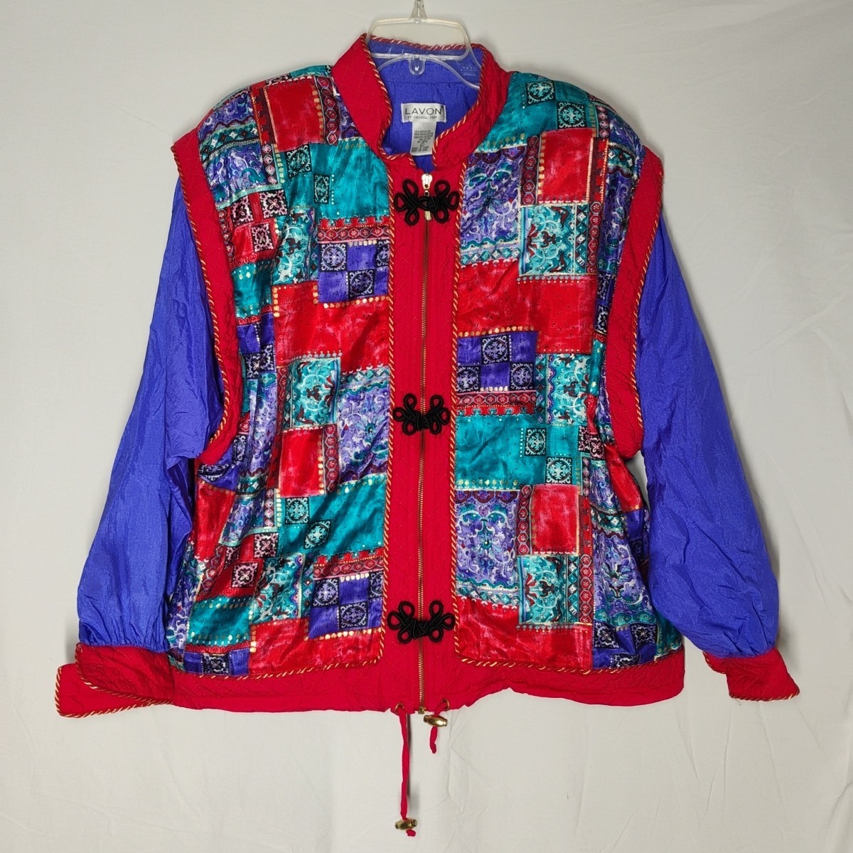 Lavon Vintage 80s 90s Women’s Large Track Suit Jacket Colorful Fancy Minor Flaw