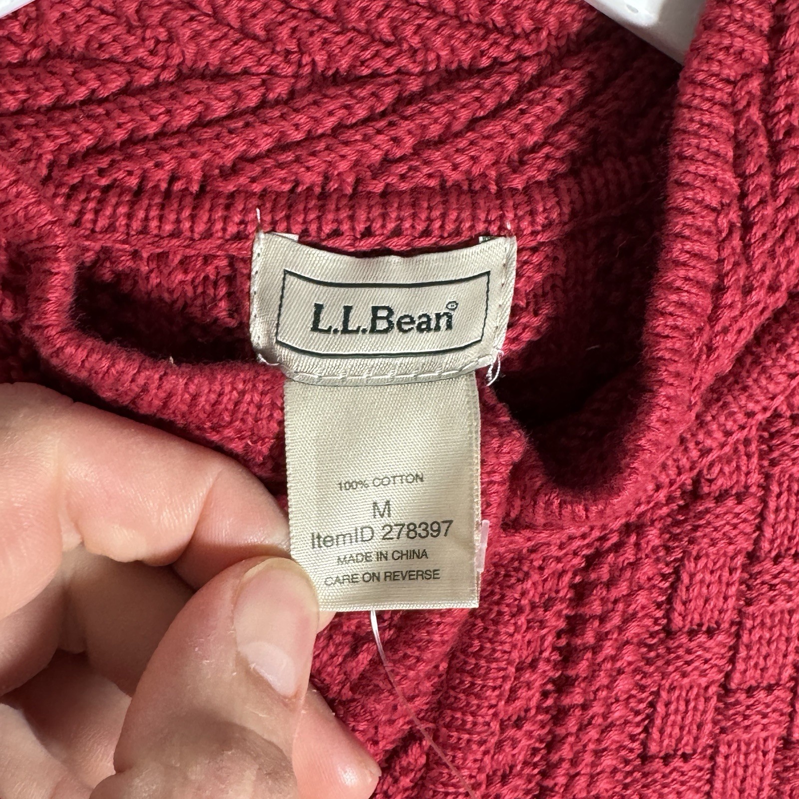 Vintage Womens LL Bean Red Button Up Cardigan Sweater Size M 19×24 100% Cotton