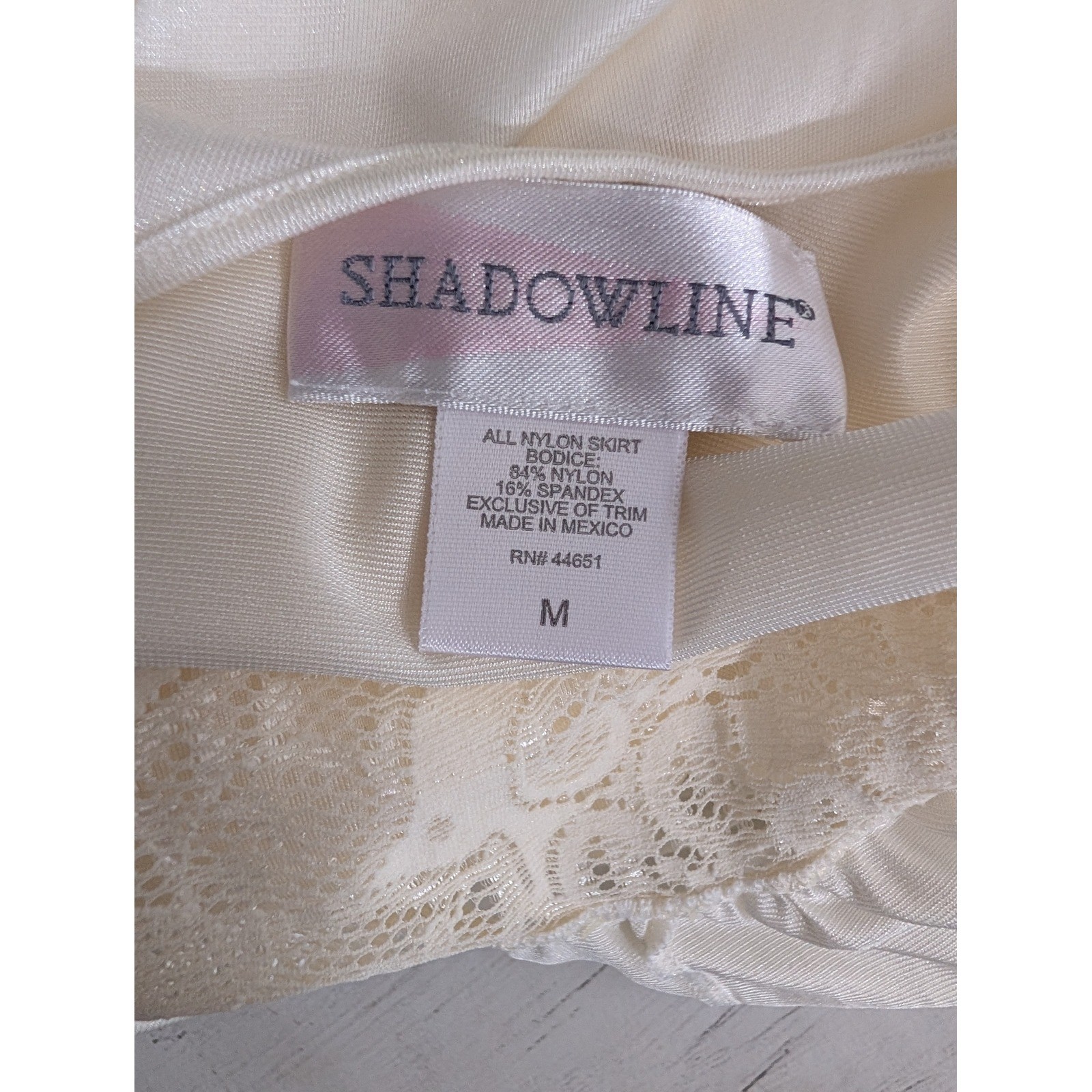 Vintage Shadowline Ivory Nylon Lace Full Length Nightgown Sleeveless Maxi Gown M