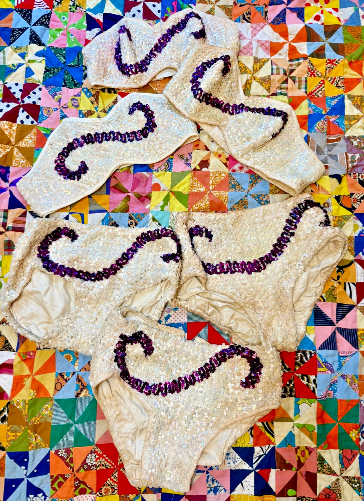 Vintage 1930s Burlesque Showgirl Sequin Bottoms And Tops