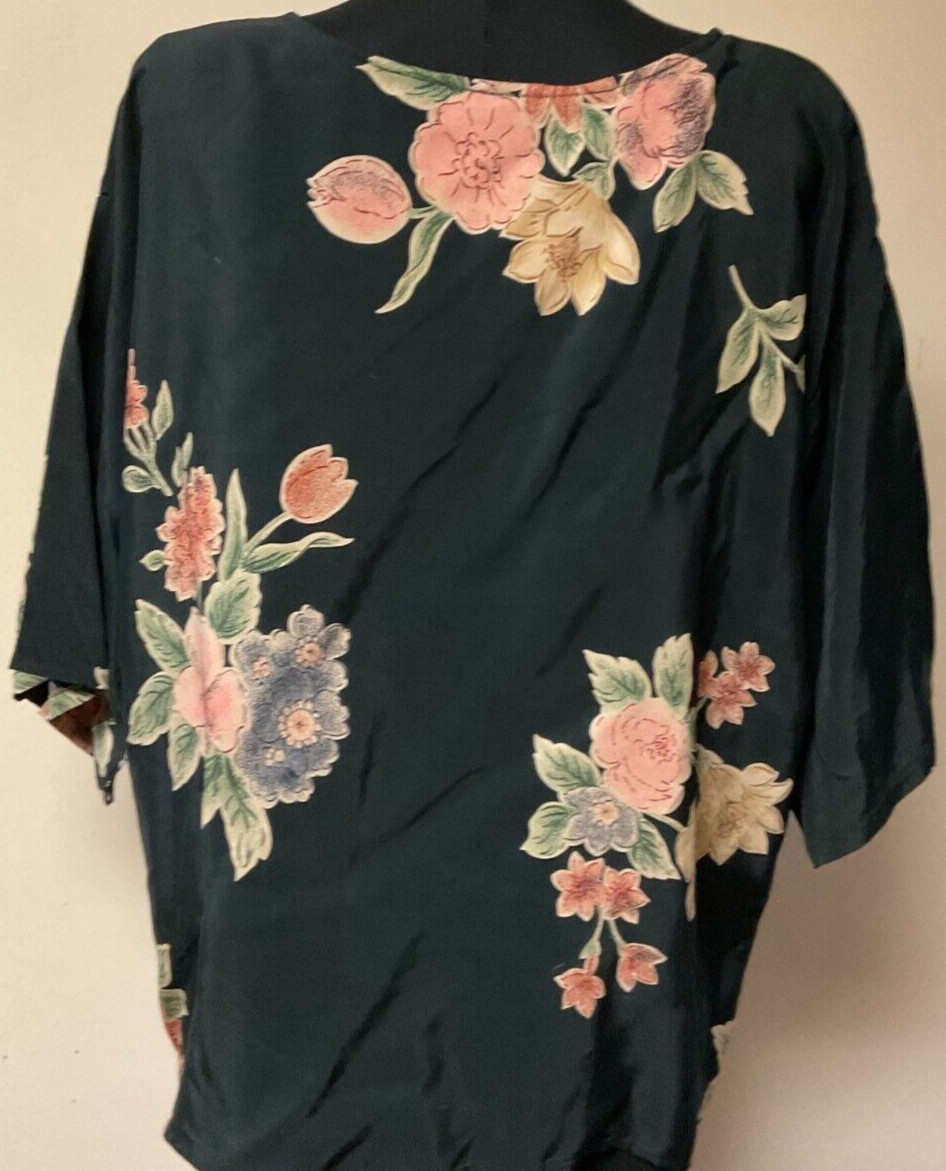 Vintage Black Floral Blouse One Size with Original Tags by Retro Vare (CL07)