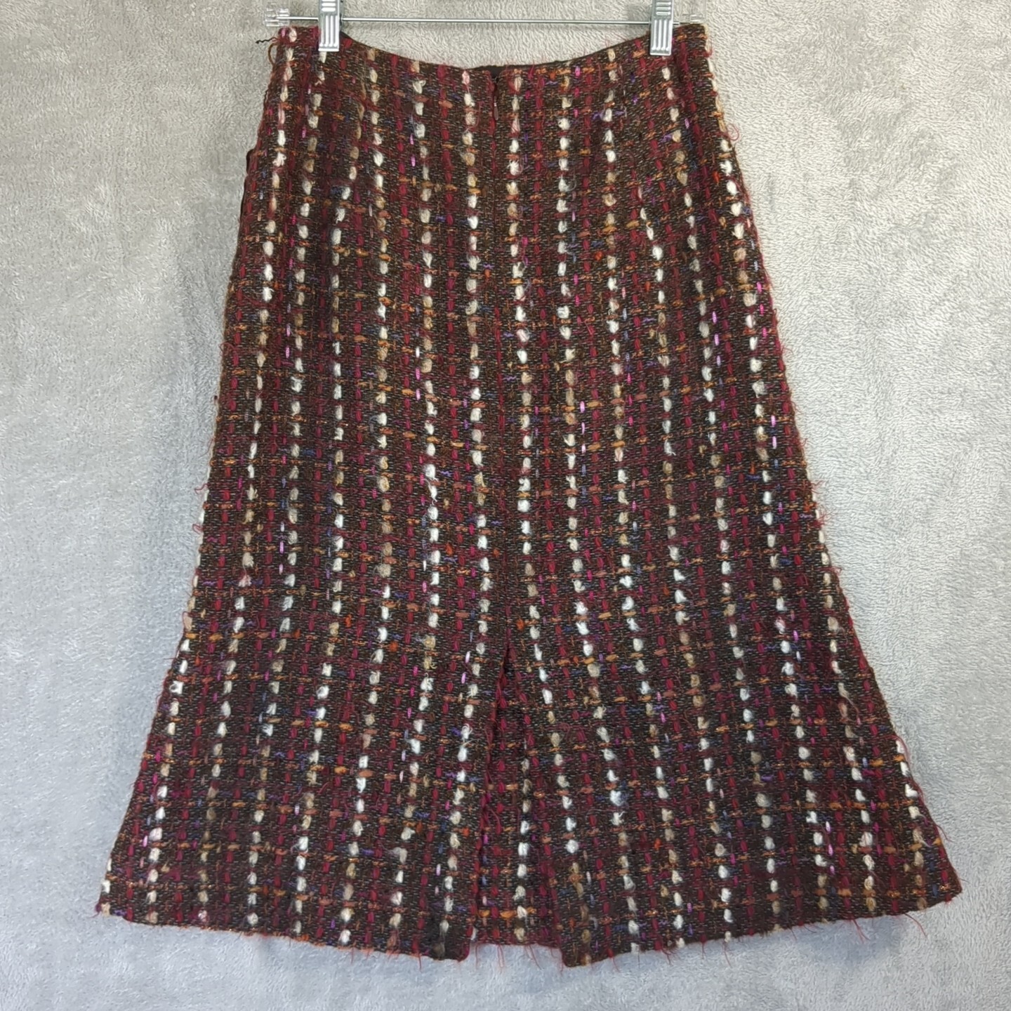 Vintage 60’s Tweed Pencil A Line Skirt Movie Set Red Festive Sz M
