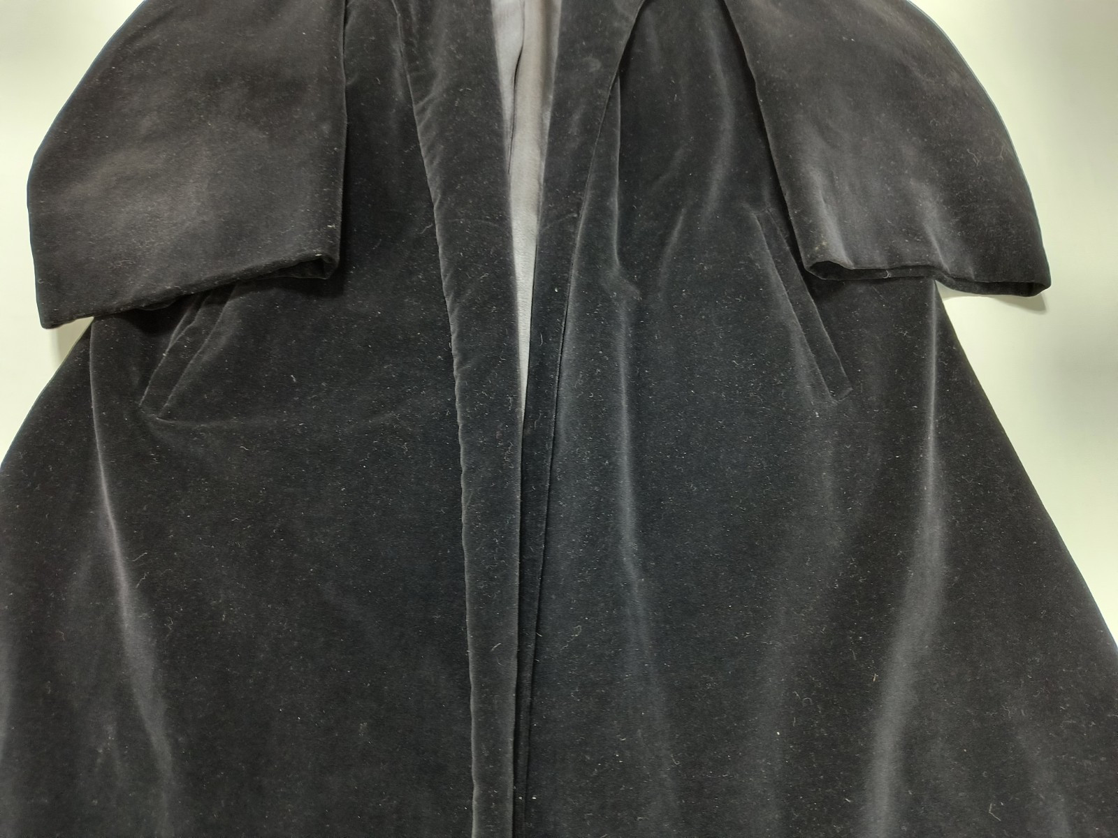 VTG 50s Original Candi Wrap Long Maxi Coat Union Made Black Velvet Witchy L Vamp