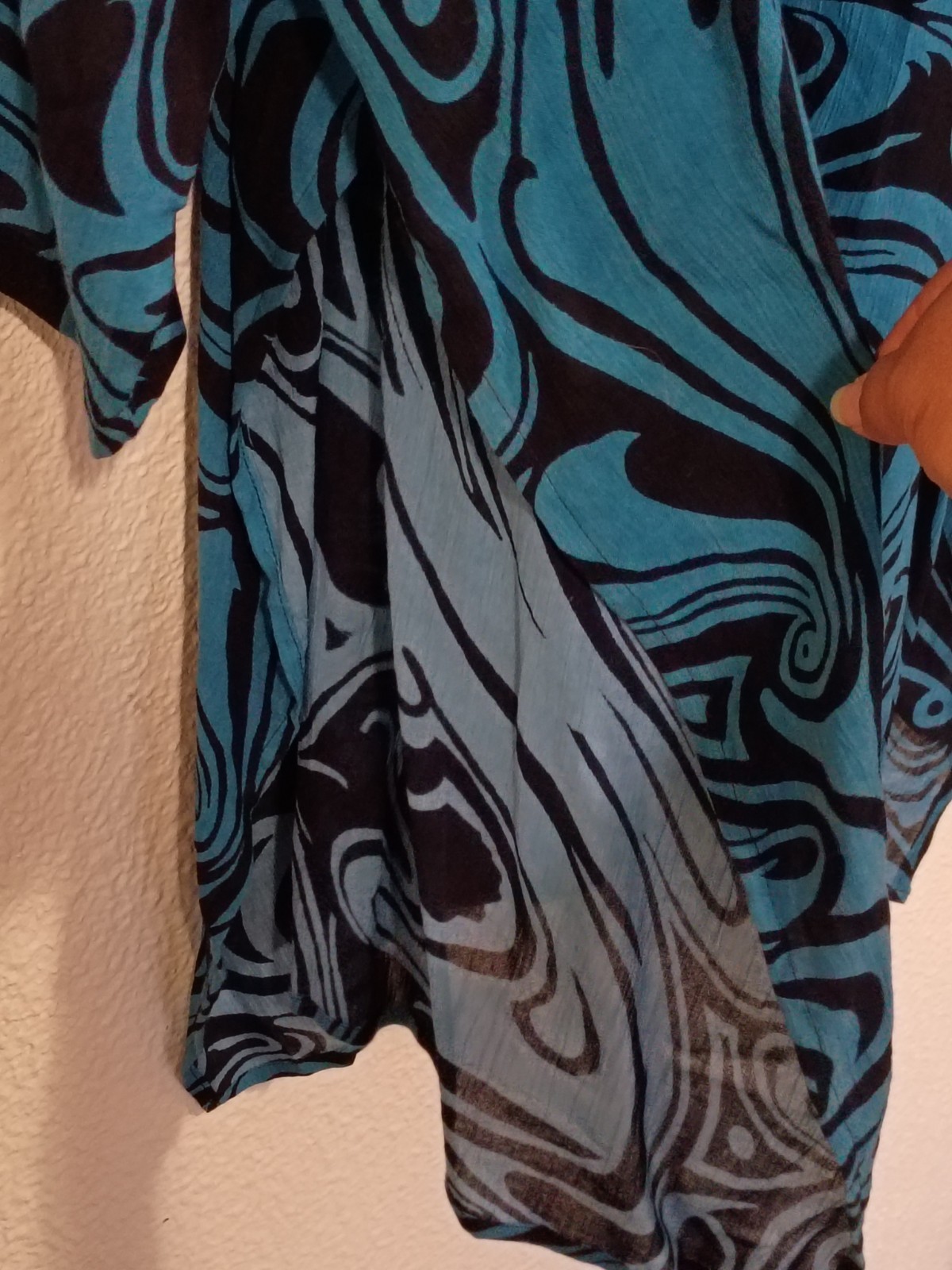 Vintage Mamta Blouse Dress Blue & Black Swirl Pattern Women’s One Size Fits All.