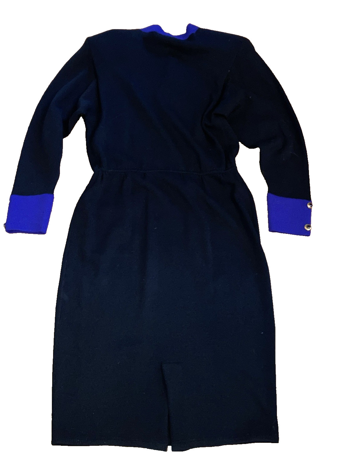 classic vintage St. John Marie Gray knit Santana Dress black / blue sz 6 pockets