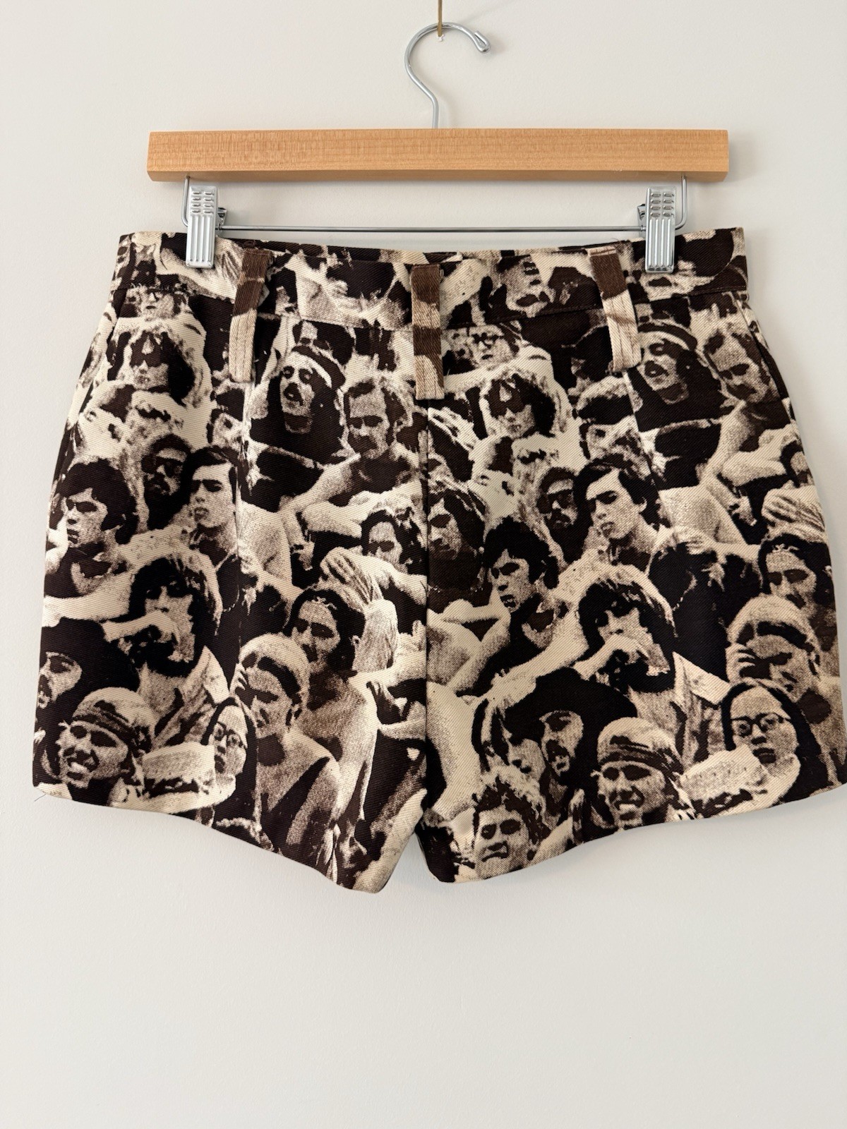 Vintage 1969 Baron Wolman Woodstock Crowd Print Shorts 60s Hot Pants Pop Art NY