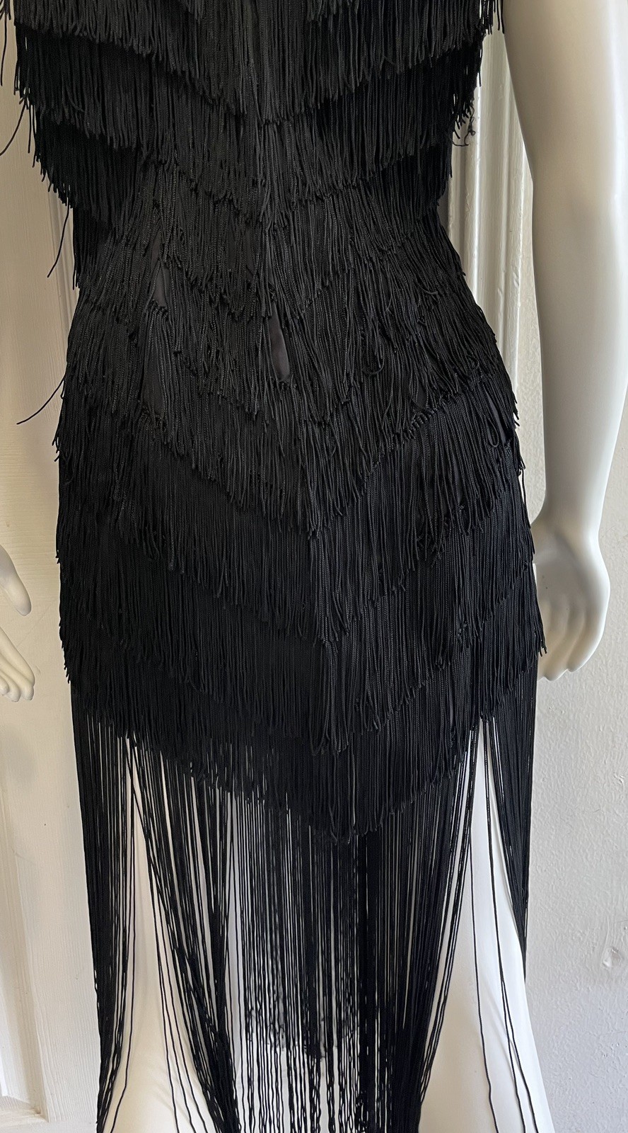 Vintage 80s TD4 by Electra Fringed Flapper Black Classic Dress Size 3/4 8
