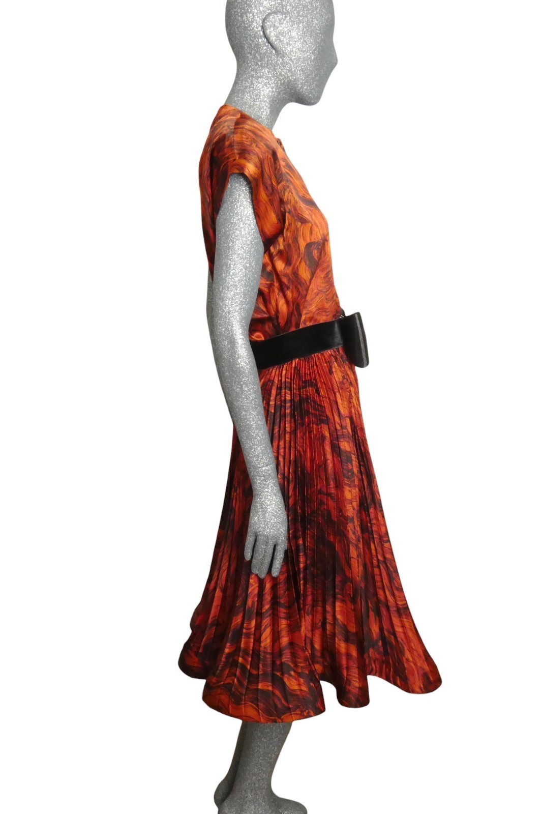 PIERRE CARDIN – 1980s Orange Printed Satin Ensemble, Size-6
