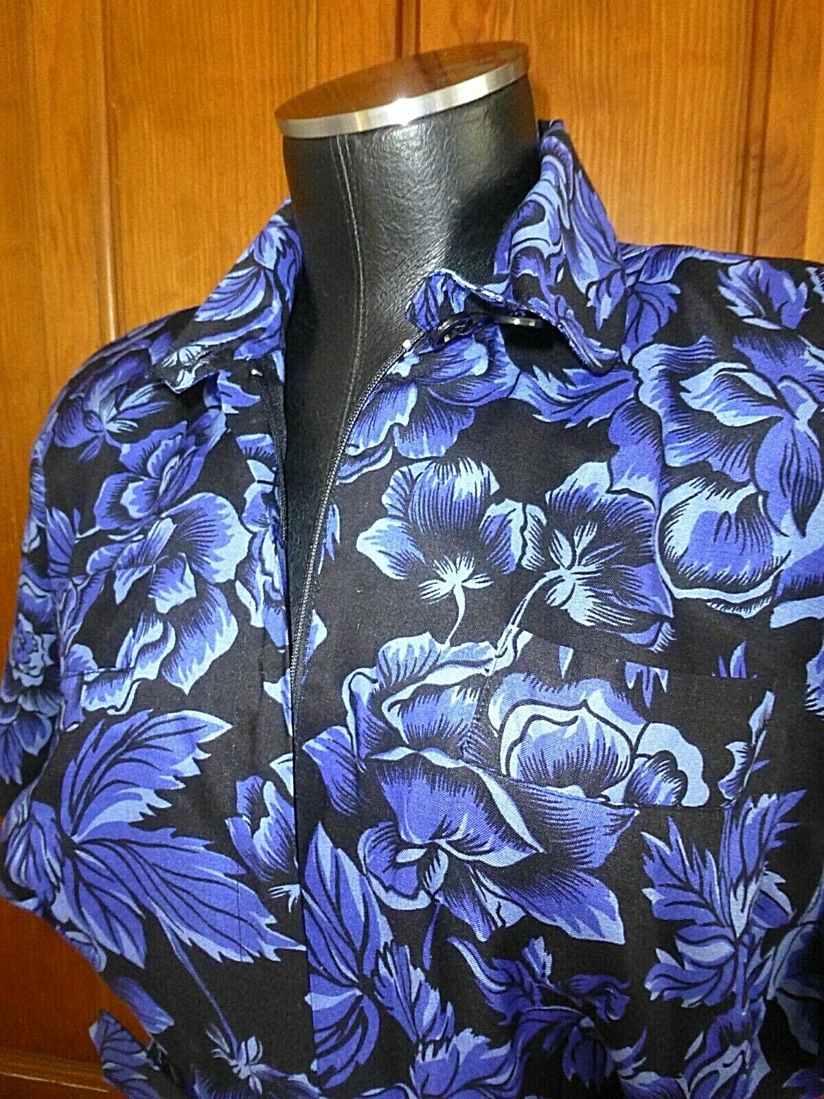 VTG 80s Midnight Floral Garden Print Dolman Slv midi BoHo Belted DRESS pockets