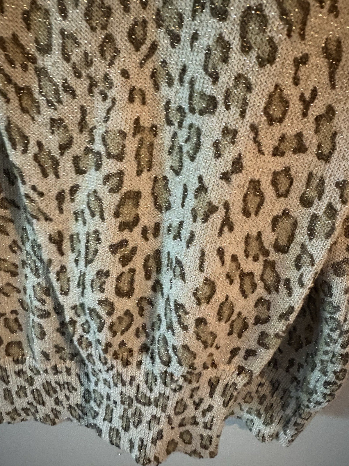 VTG Christine Philippe Couture Metallic Leopard Print Cardigan Sweater, Size XL
