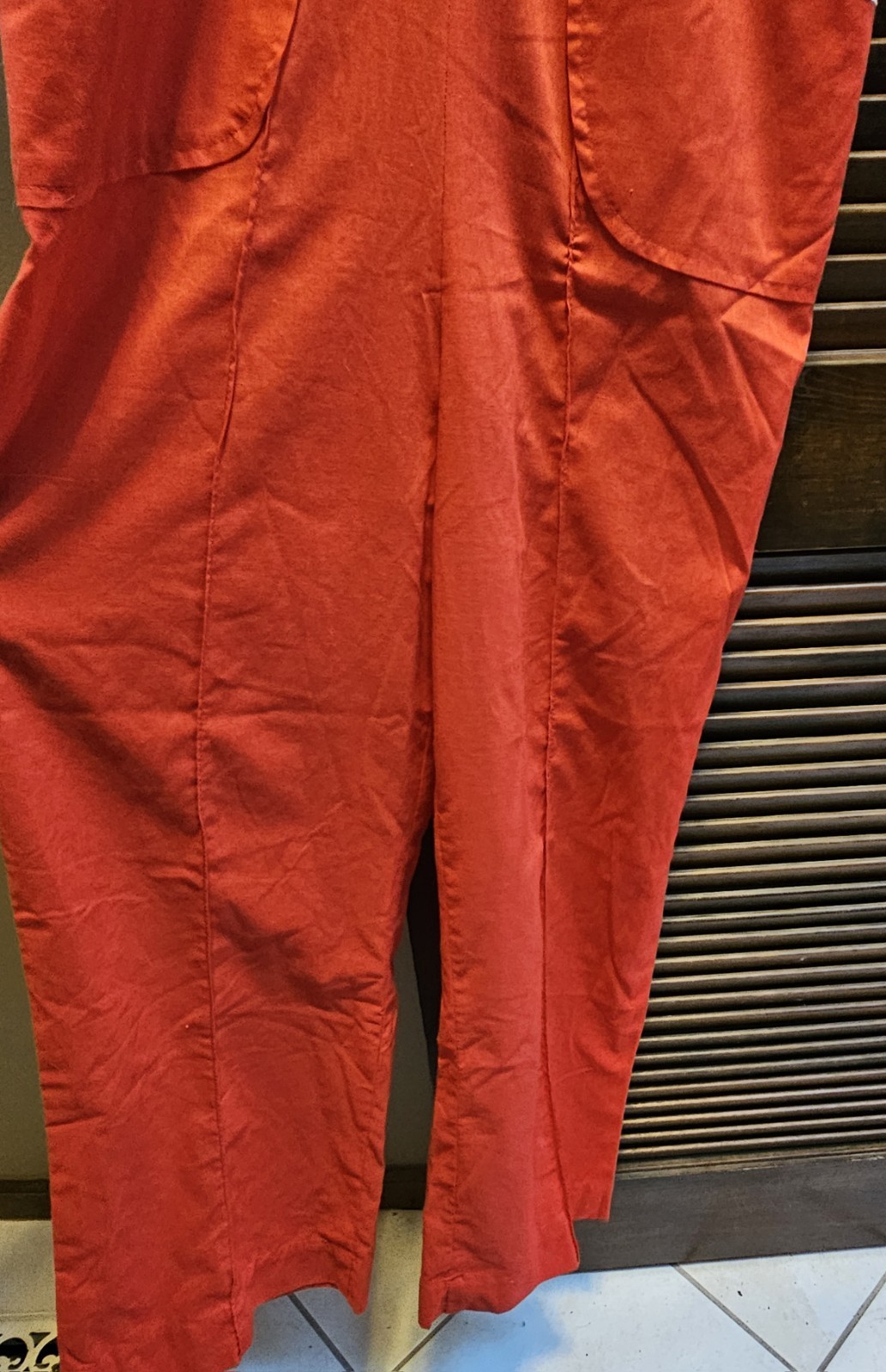 Vintage Red Striped Womans Jumpsuit Lane Bryant Tall Shop Size 16 1970s Retro