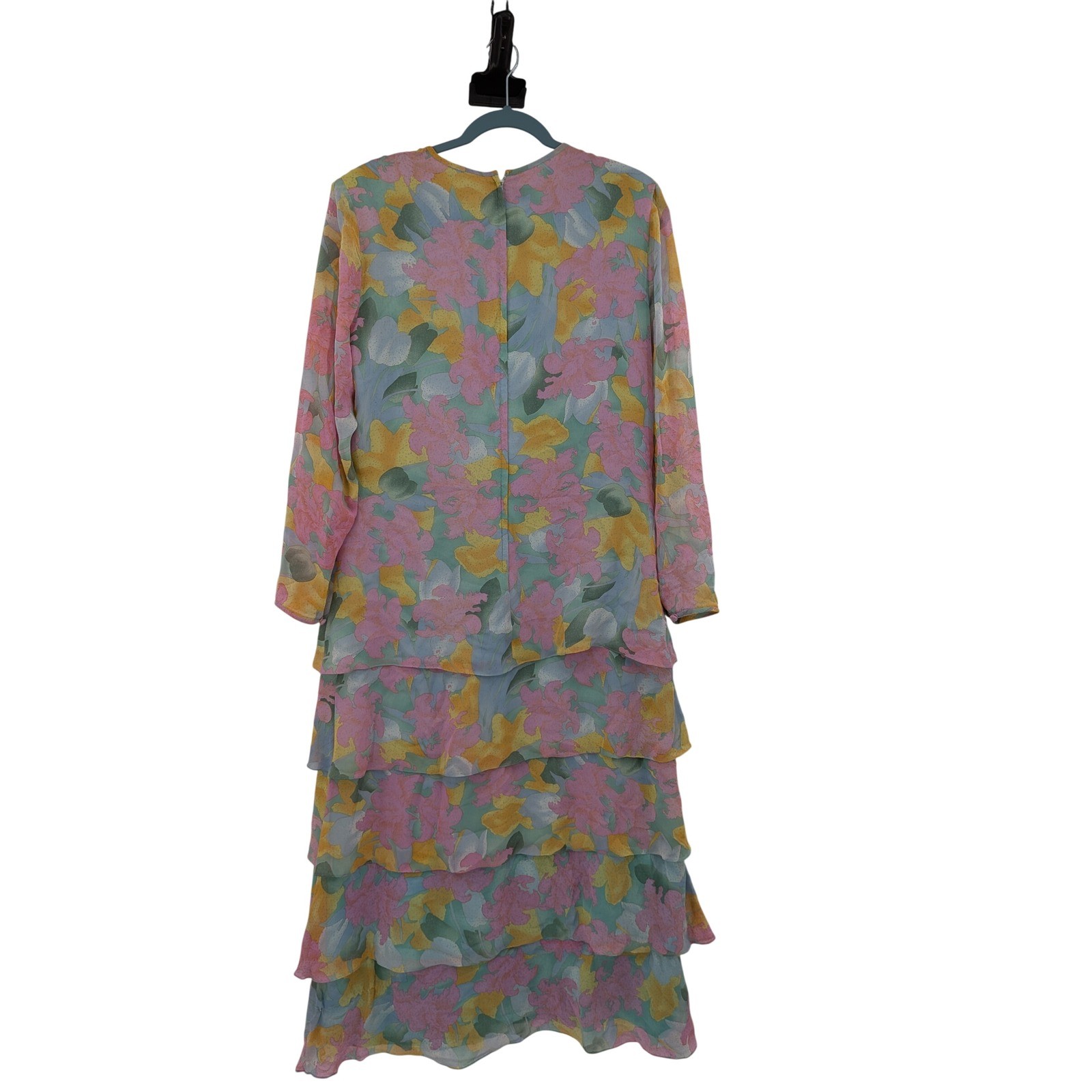 Boho Luxe Cottagecore Y2K Anne Crimmins Silk Floral Tier Vintage 10 Maxi Dress