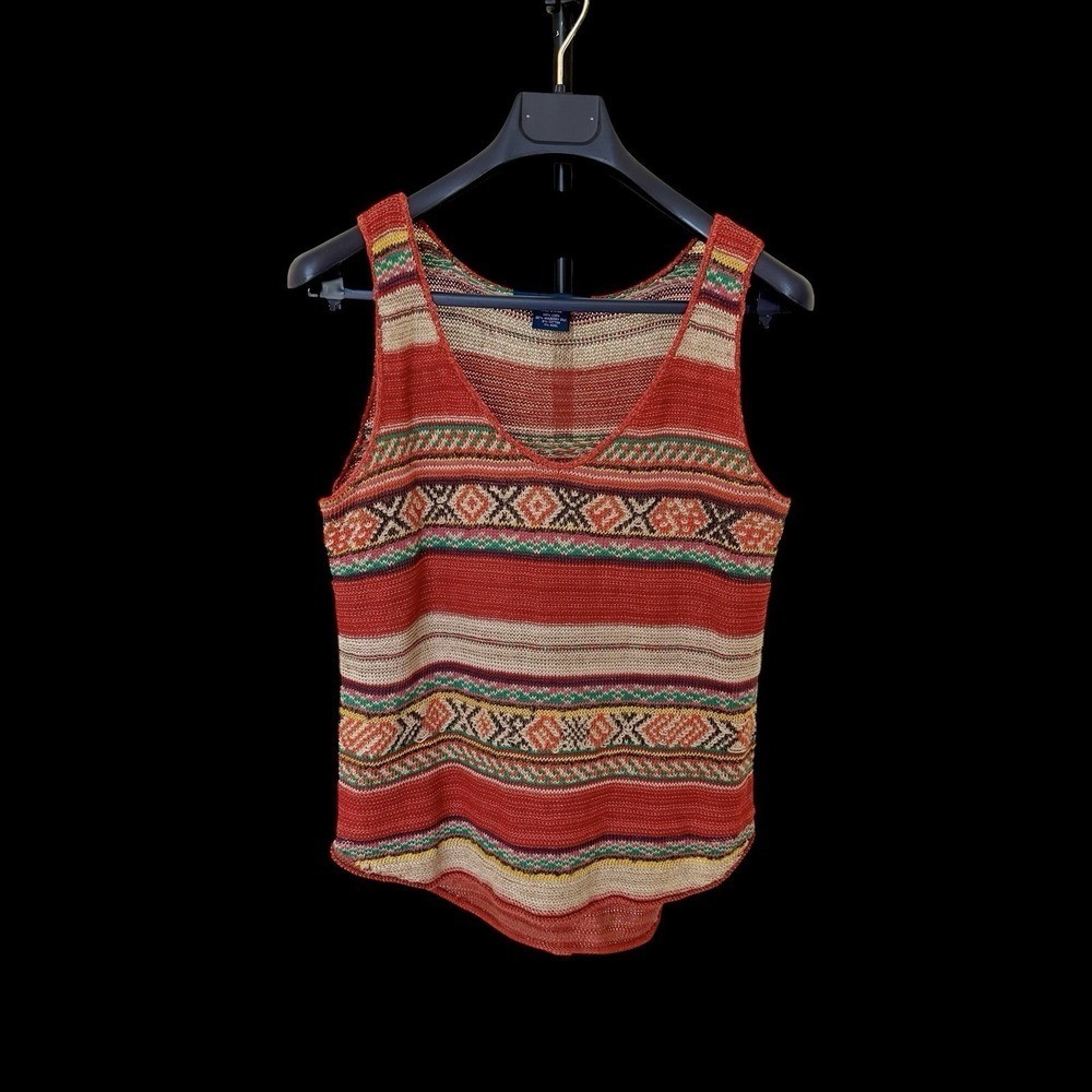 Vintage Ralph Lauren Sweater Women’s Small Silk Linen Blend Aztec Southwestern