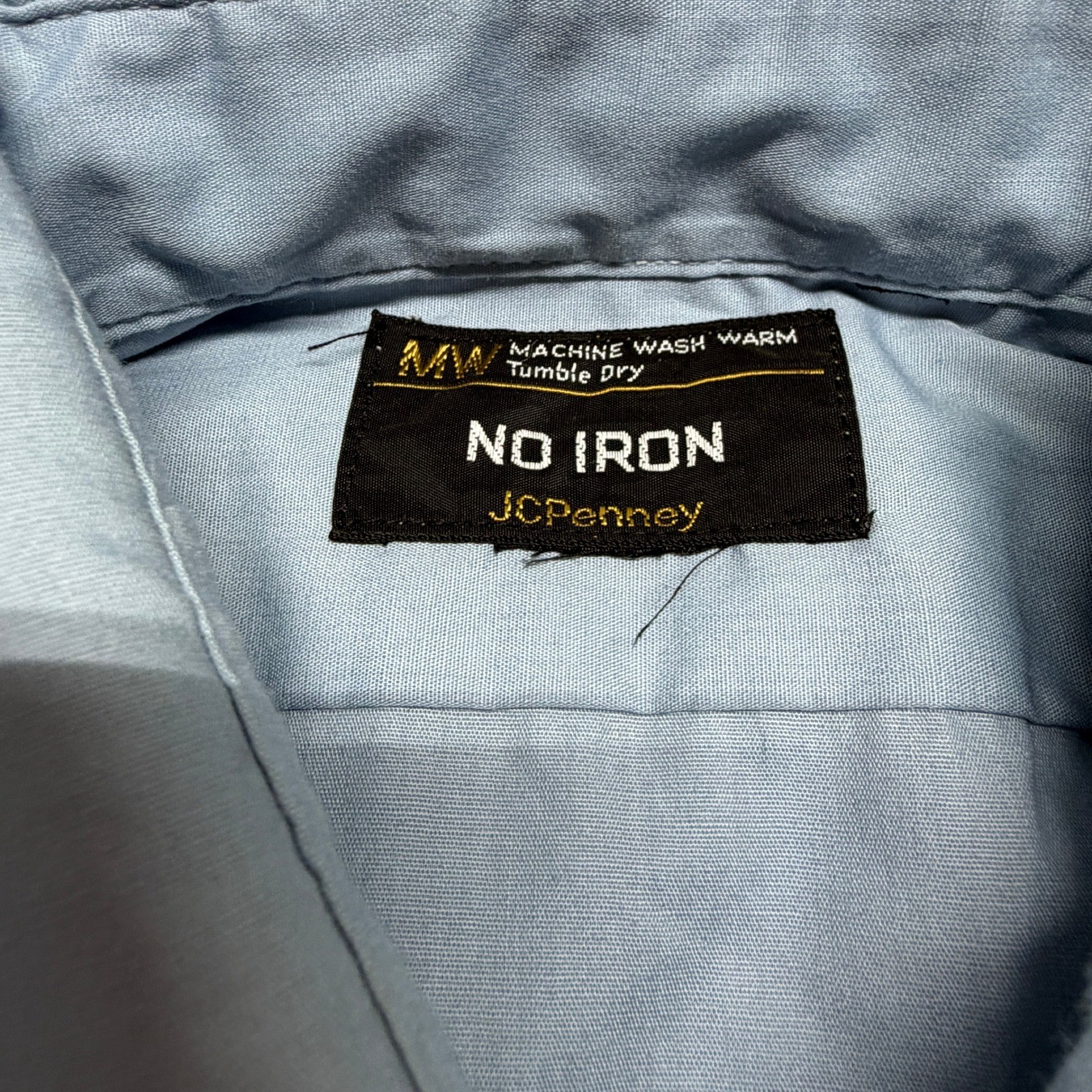 Vintage JCPenney MW No Iron Short Sleeve Button Down Shirt Blue Collar Small
