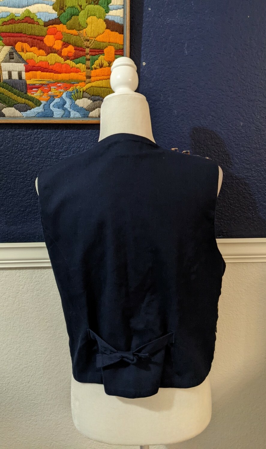 VTG Paul Harris Design Quilted Ribbon Trim Embellishment Tapestry Vest Sz Large