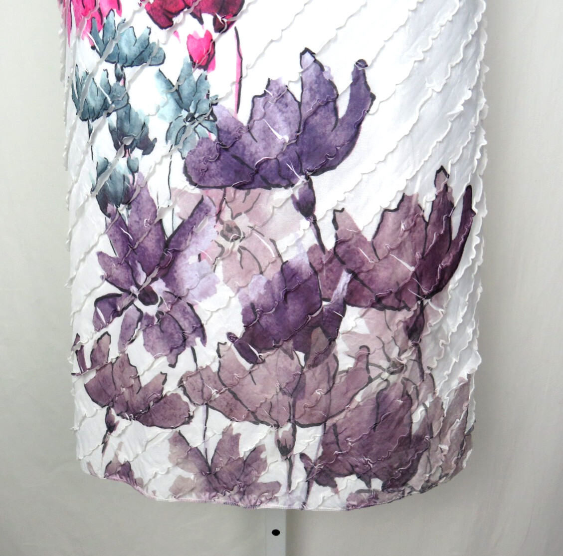 VTG 1980s 90s FLORAL DRESS CHRISTOPHER & BANKS SIZE SMALL RUFFLES POLY SPANDEX