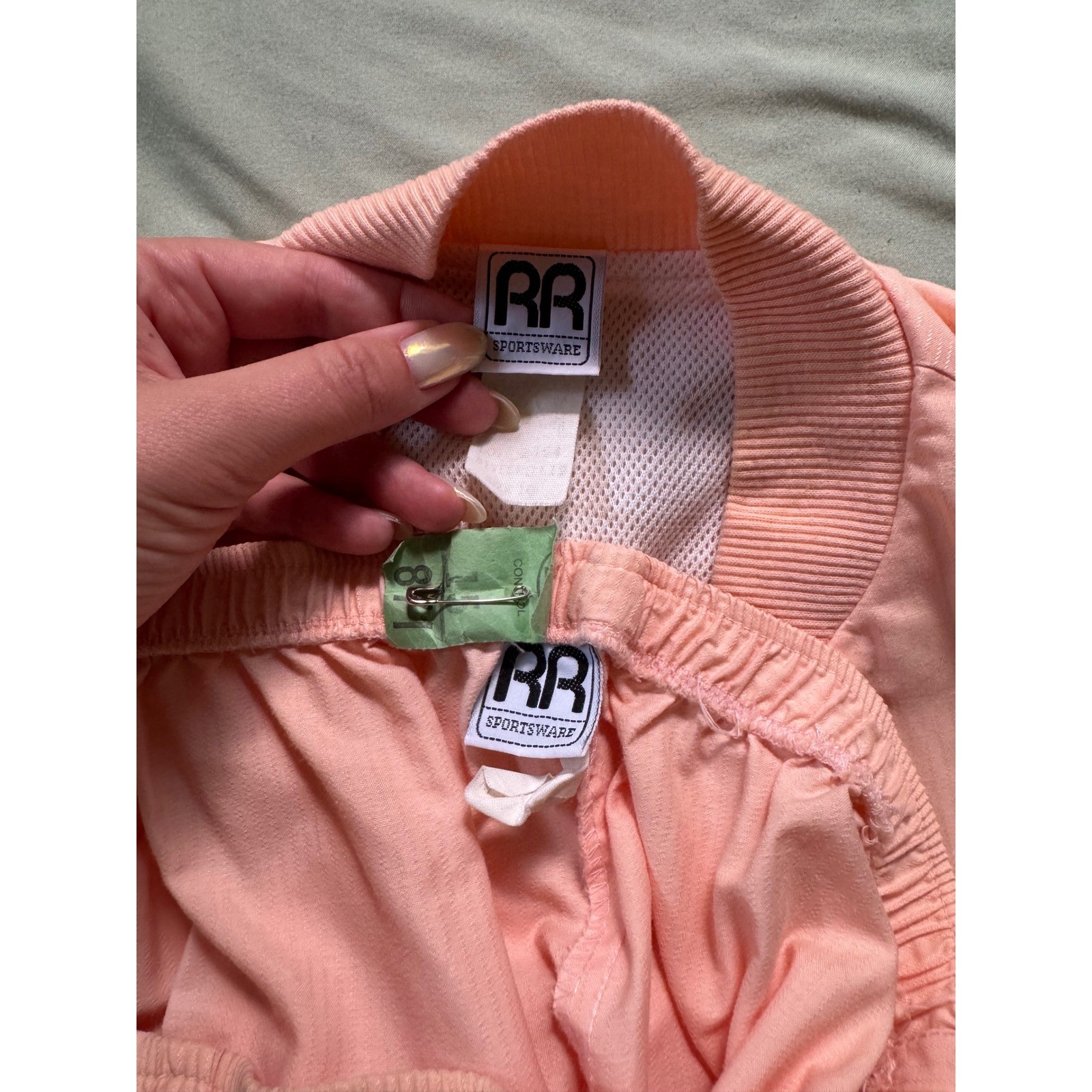Vintage 80s Peach Tracksuit Set Retro Jacket & Pants Soft Pastel Athleisure XS