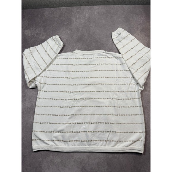 VTG Bonjour International White Floral Print Sweatshirt S Cottagecore French
