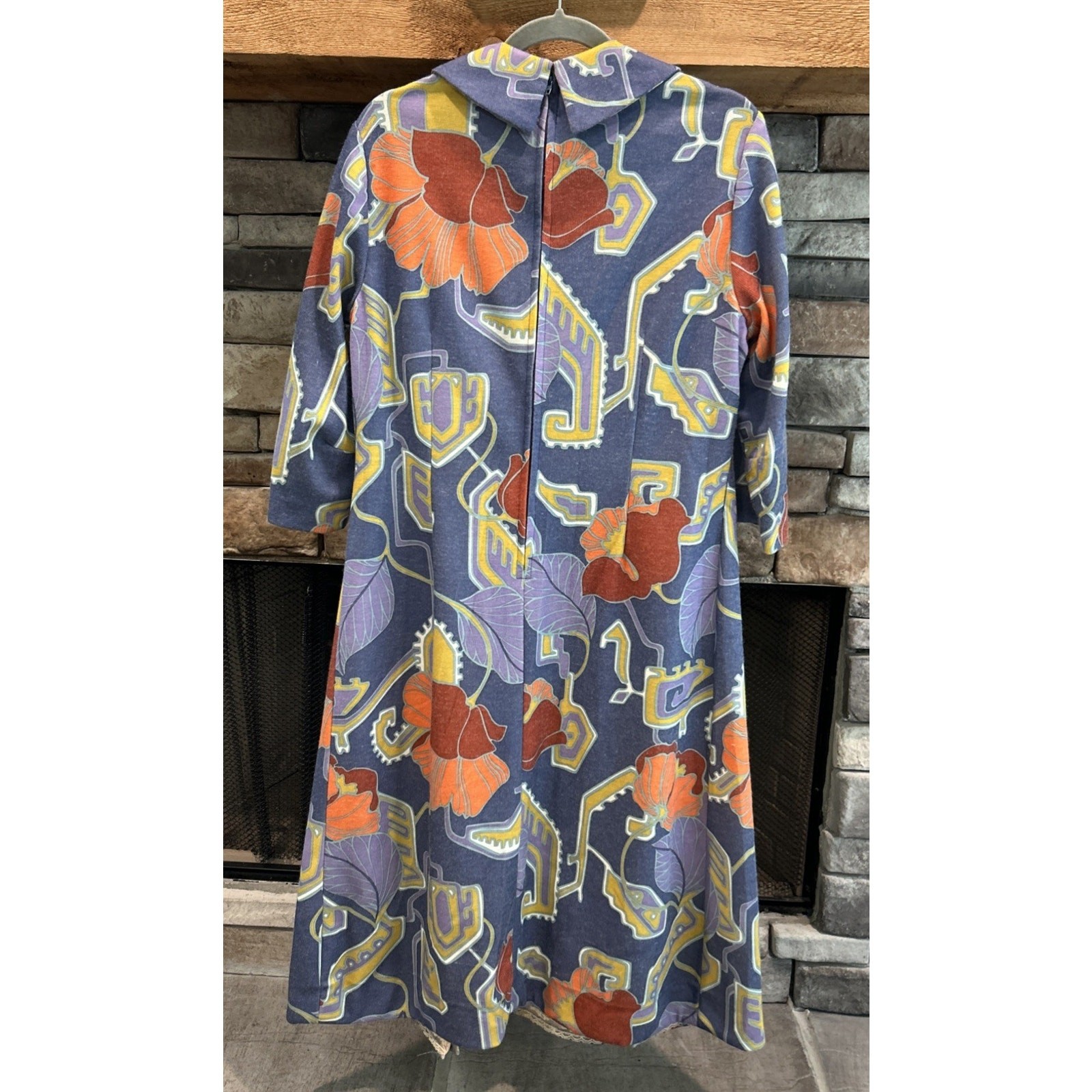 Vtg A Grace Taylor Original MOD Collared Maxi Dress Size L / XL *B7