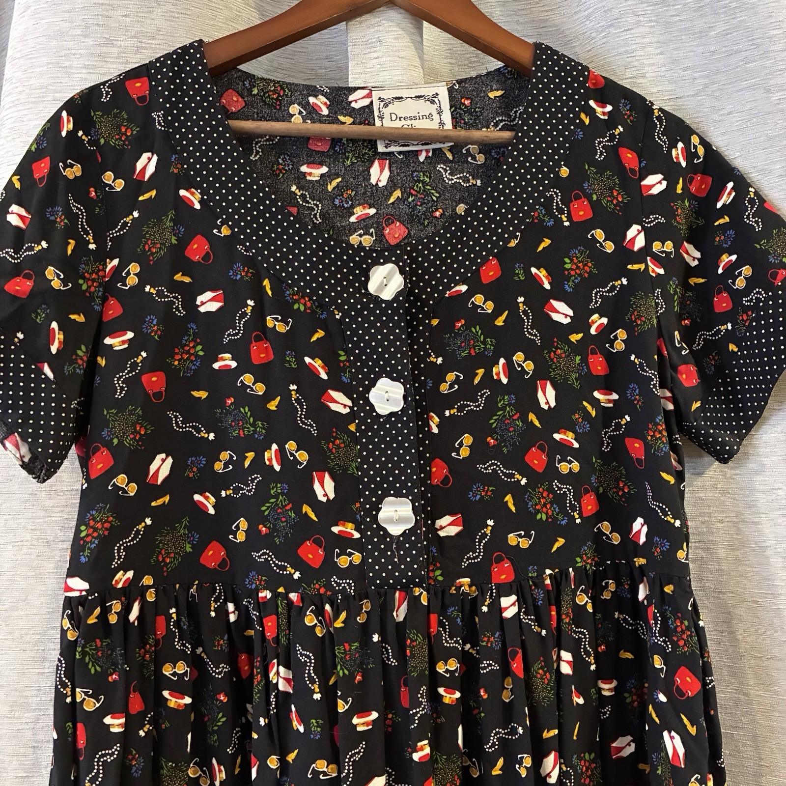 Vintage Novelty Dress Form Print Babydoll Dress by Dressing Clio Small 90s