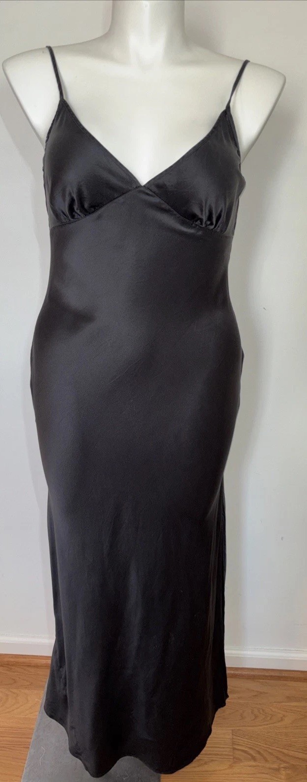 Victoria’s Secret Vintage Y2K Black 100% Silk Open Back Slip Dress Maxi Gown L