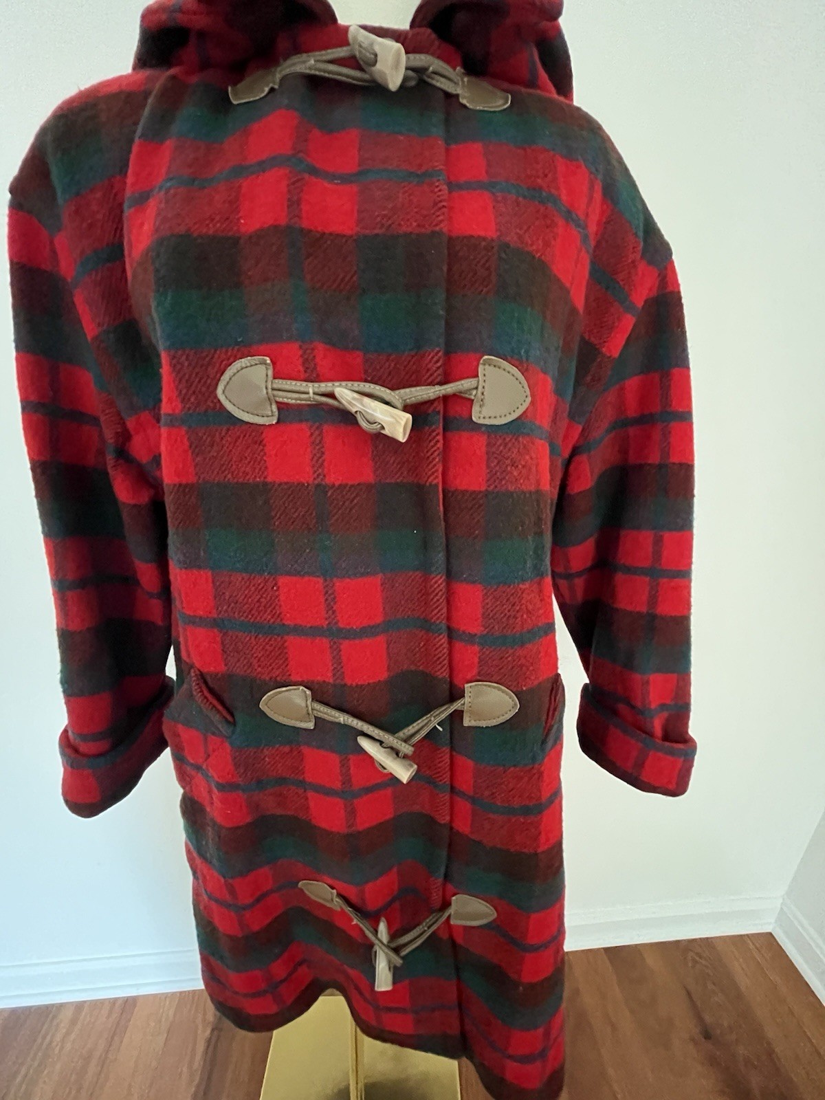 Vintage Talbots Wool Coat Size 10 Plaid Hooded Made in USA Union Made FAST SHIP