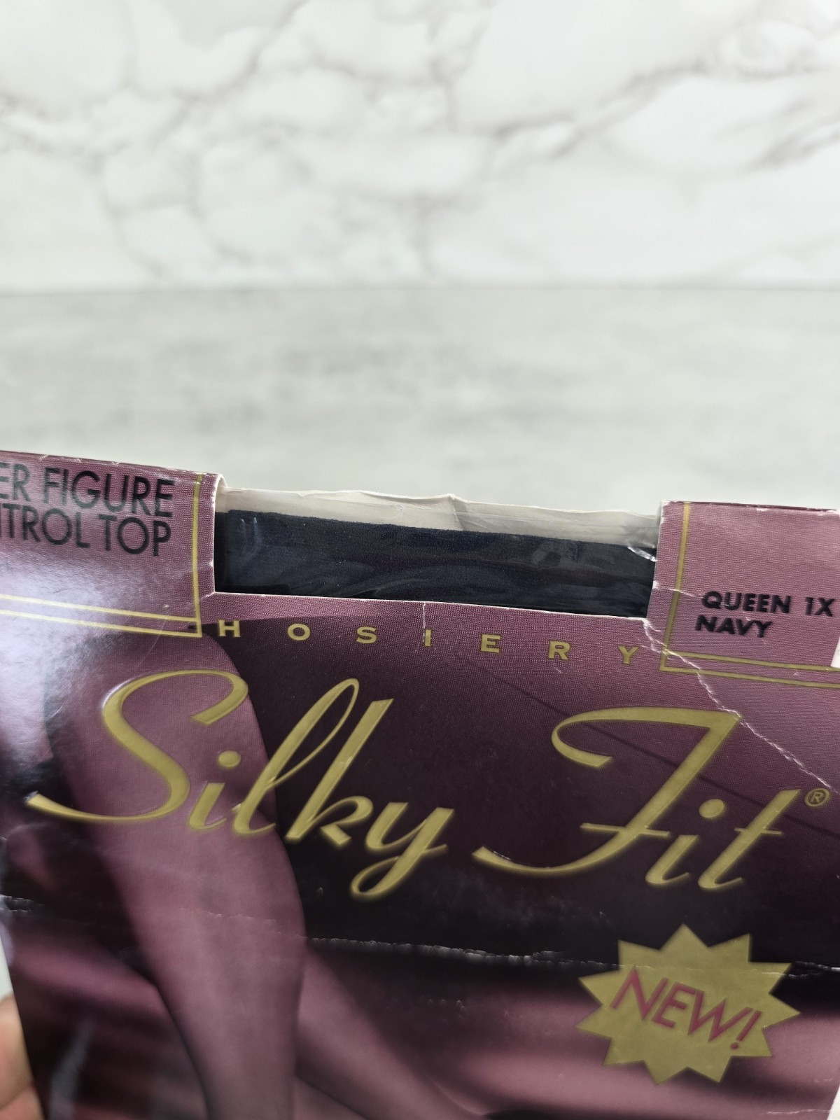 Silky Fit 1X Queen Navy Hosiery Silky Sheer Fuller Figure Control Top Sandalfoot