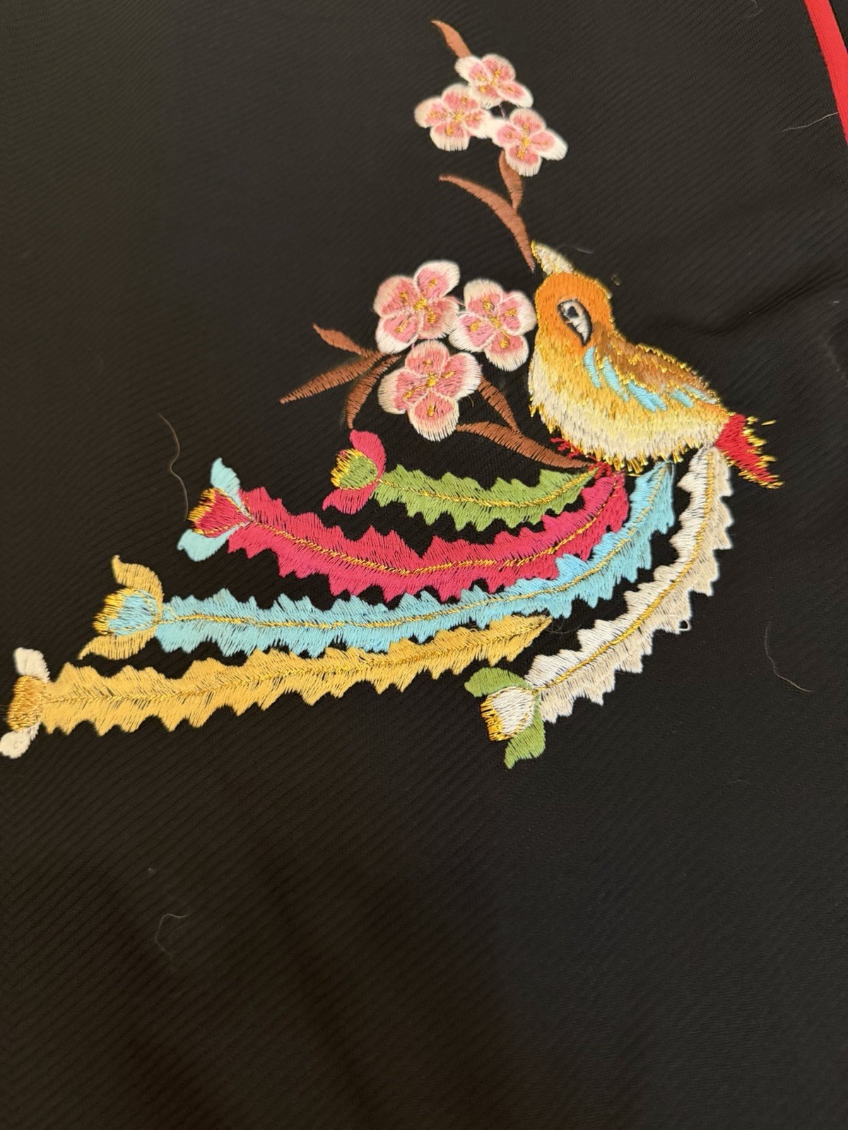 2 Vintage Handmade Embroidered Maxi Skirts Asian Bird & Cherry Blossom 24 Inches